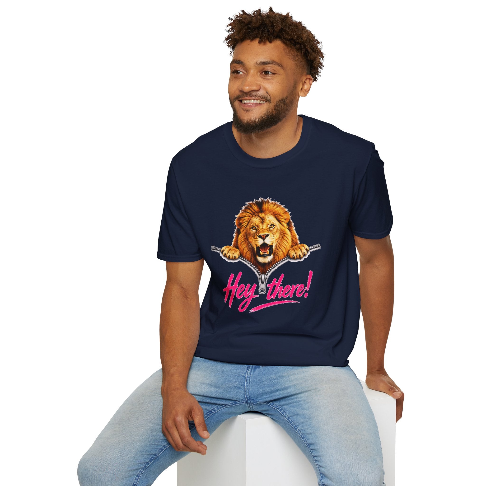 Lion Graphic Tee, Hey There Lion Shirt, Cute Roaring Lion T-Shirt, Funny Animal Graphic Tee, Unisex Casual Shirt
