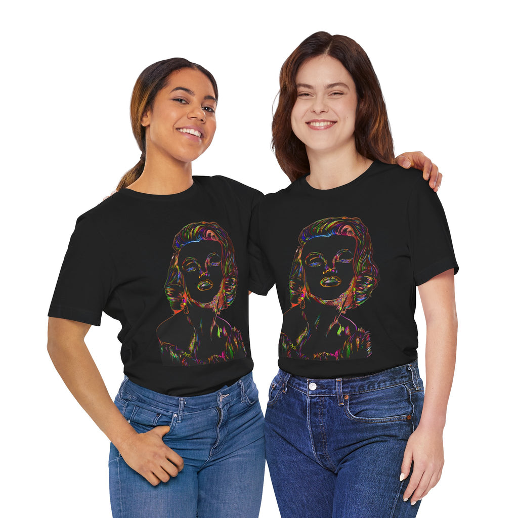 Neon Pop Art Portrait T-Shirt – Retro Rainbow Graphic Tee