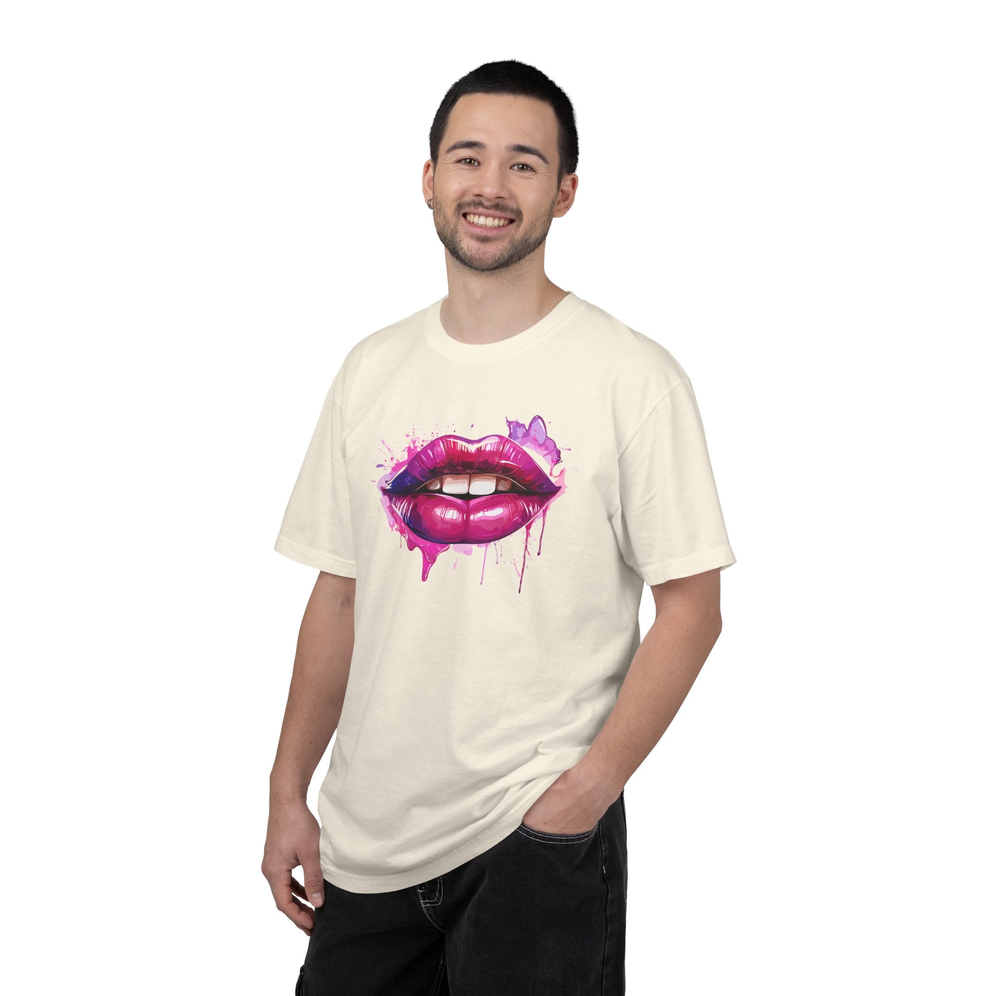 Lip Art T-Shirt — Pink Drip Painted Lips Graphic Tee