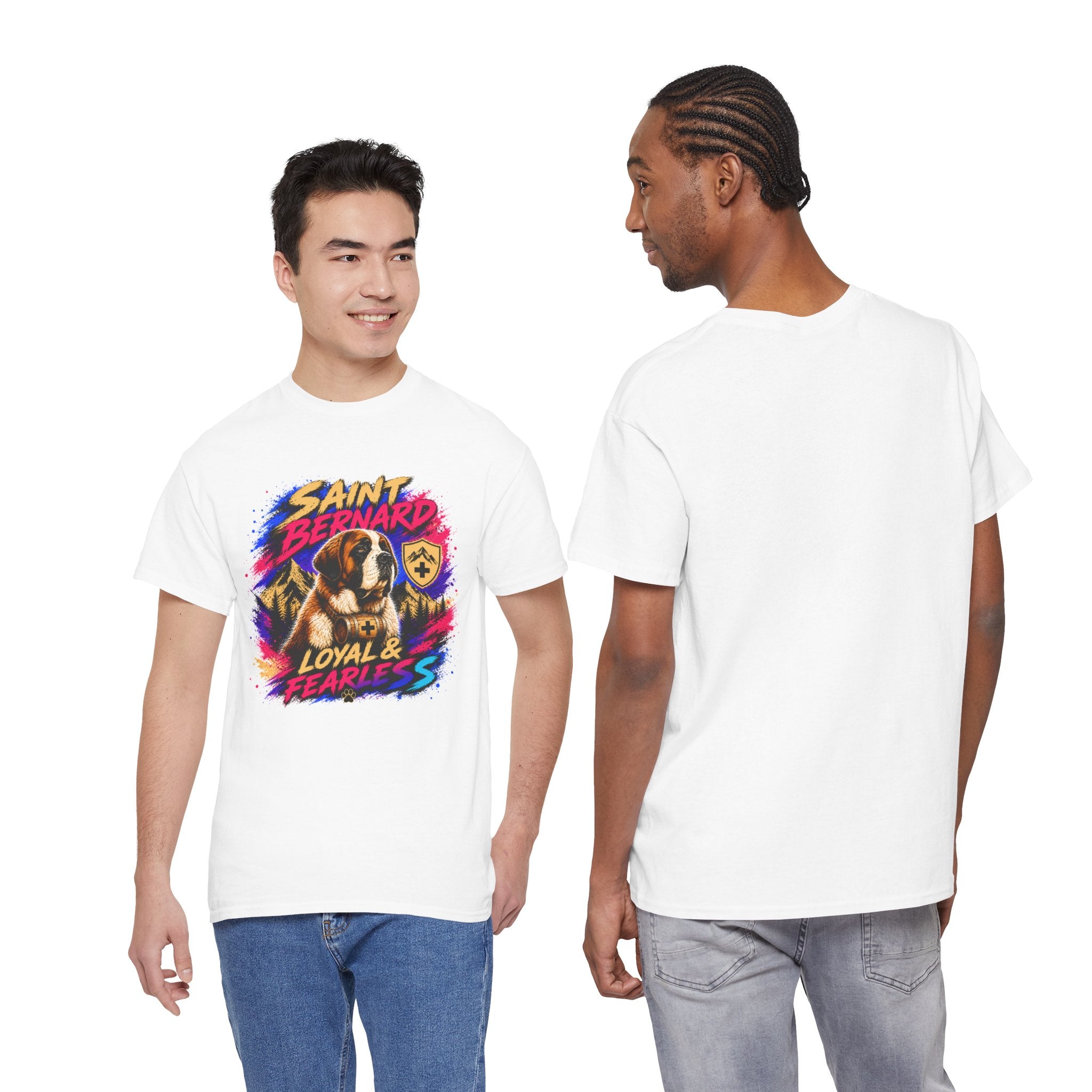 Saint Bernard Dog Shirt, Loyal & Fearless T-Shirt, Colorful Saint Bernard Tee, Dog Lover Gift, Unisex Graphic Tee