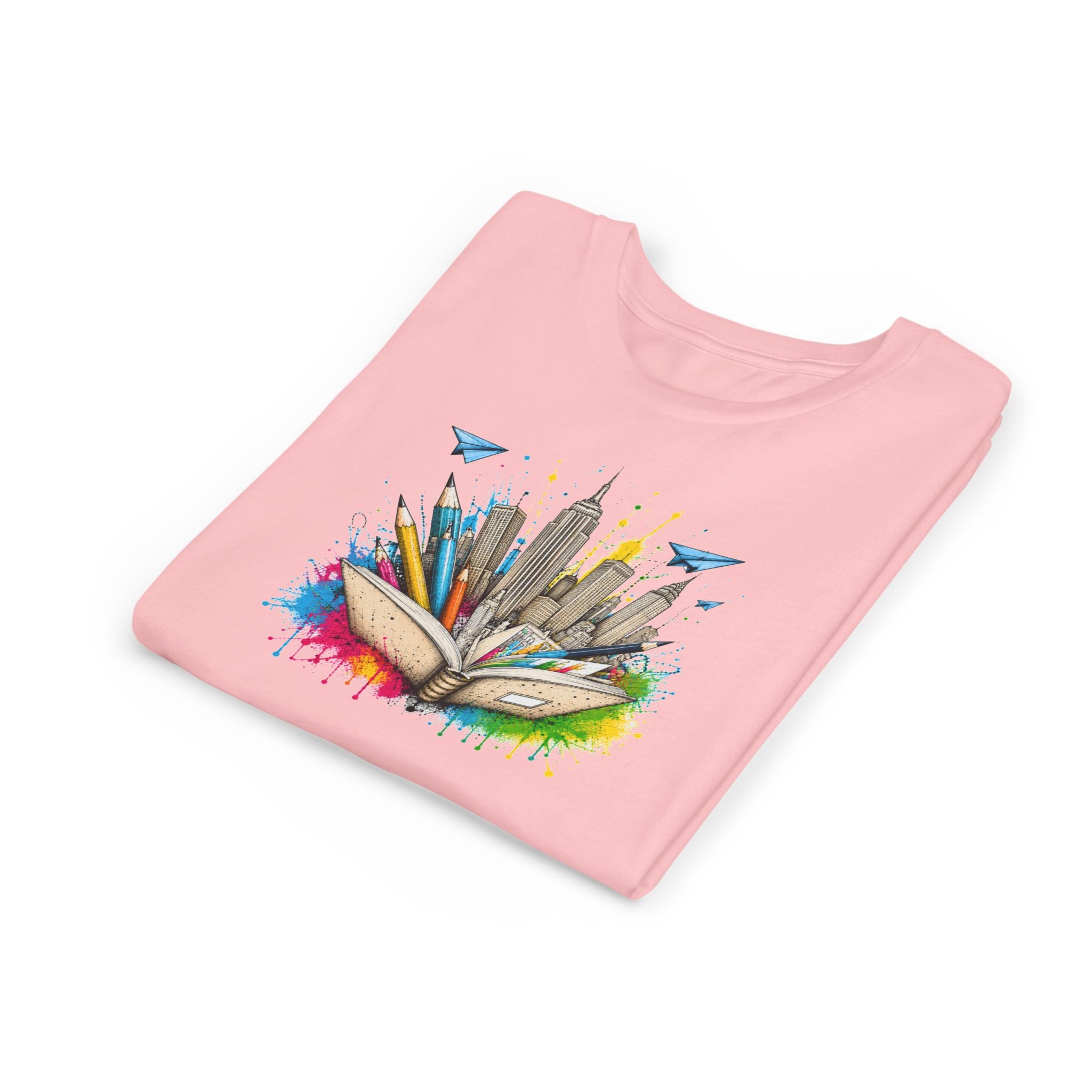 Youth Book City Tee — Colorful Reading Adventure Shirt for Kids