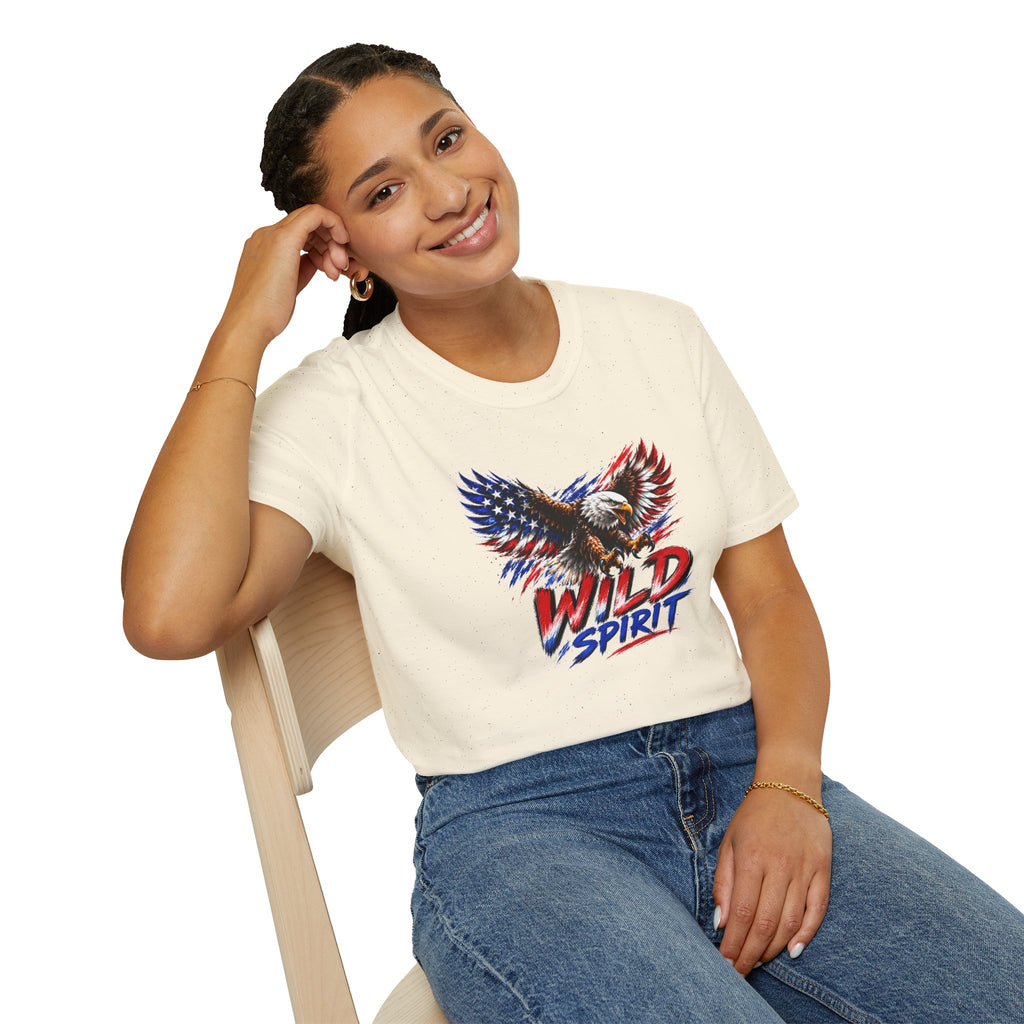 American Eagle T Shirt, Patriotic Eagle Shirt, Wild Spirit Tee, USA Flag Shirt, Fourth of July Shirt, Unisex Graphic Tee