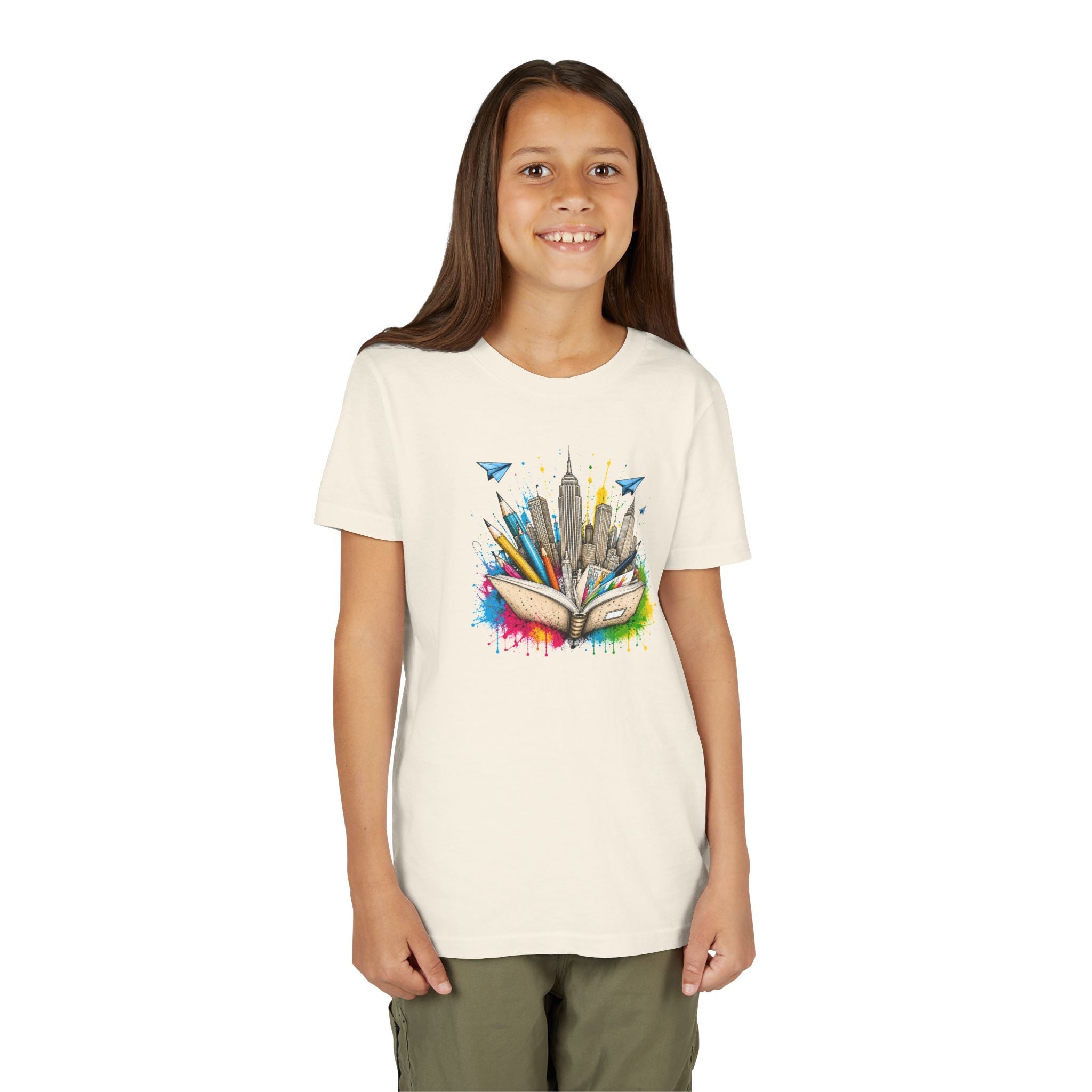 Youth Book City Tee — Colorful Reading Adventure Shirt for Kids