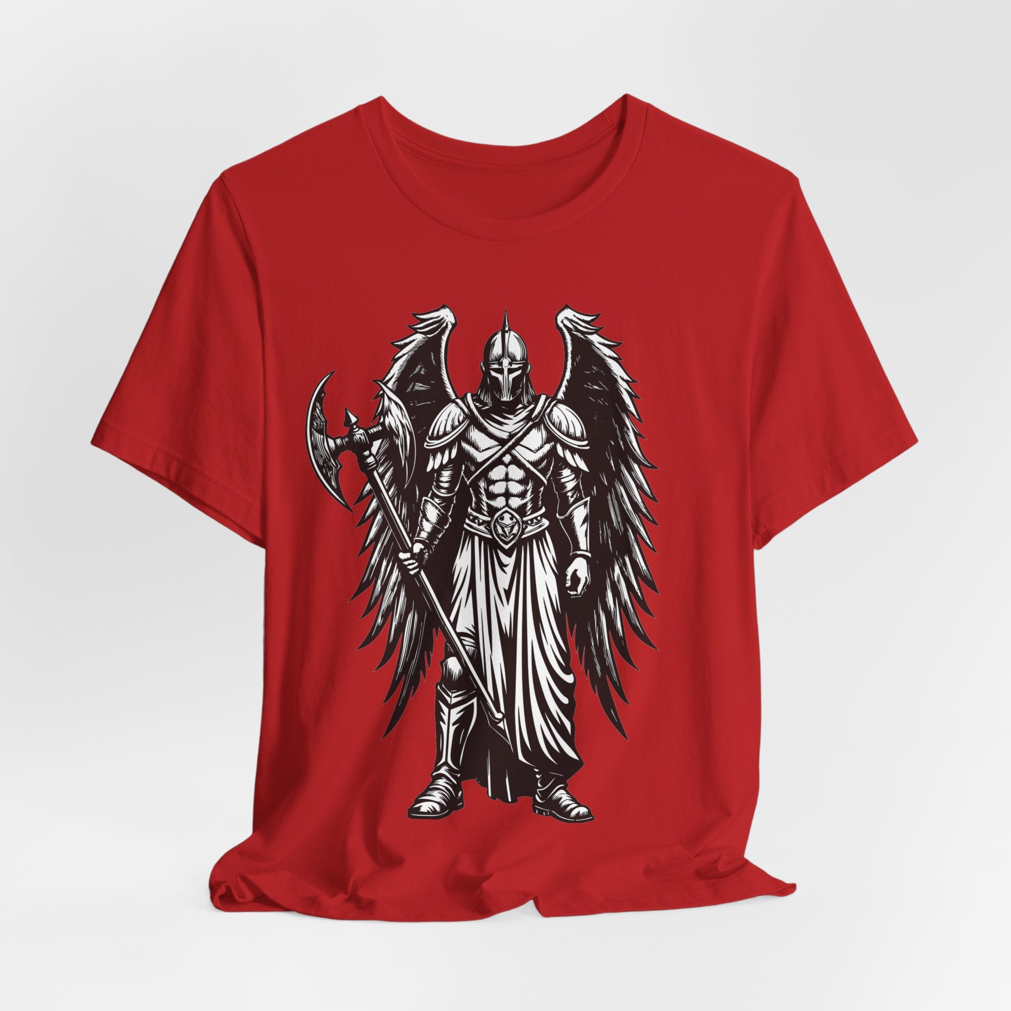 Angel of War Graphic Tee — Winged Knight Armor T-Shirt