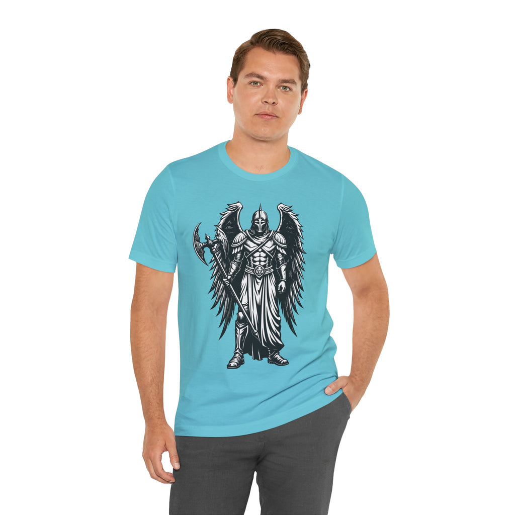 Angel of War Graphic Tee — Winged Knight Armor T-Shirt
