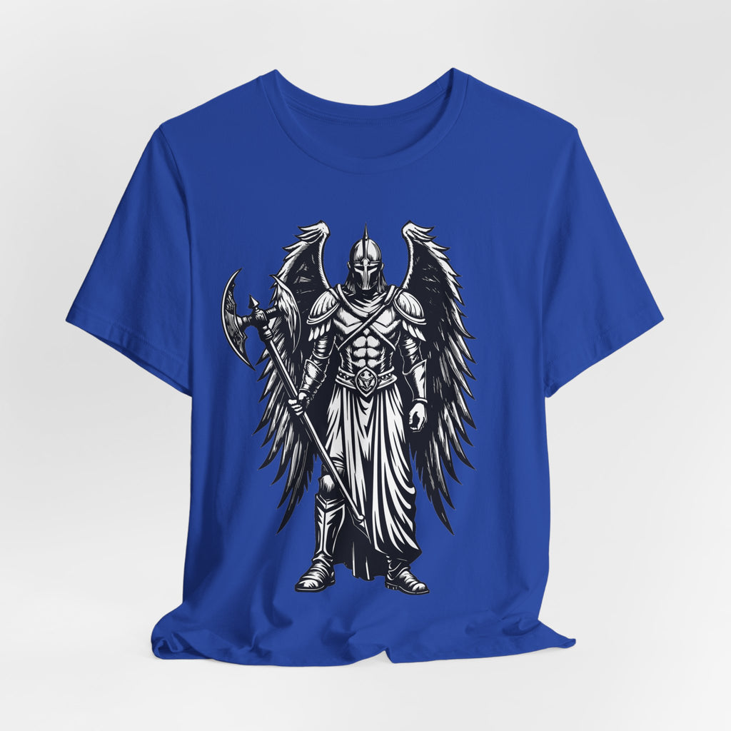 Angel of War Graphic Tee — Winged Knight Armor T-Shirt