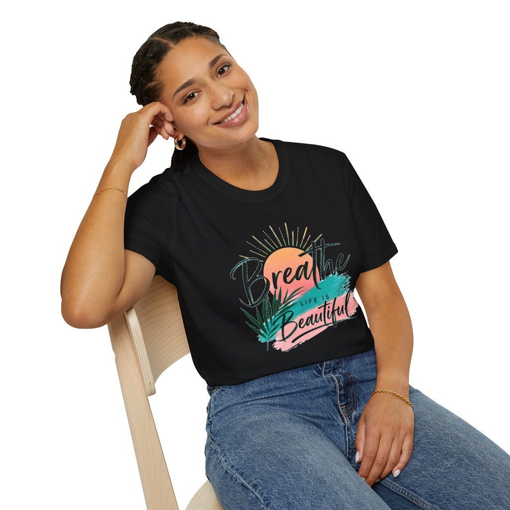 Breathe Life Is Beautiful Shirt, Inspirational T-Shirt for Women, Positive Quote Tee, Motivational Graphic Tee, Summer Vacation Shirt, Gift for Her