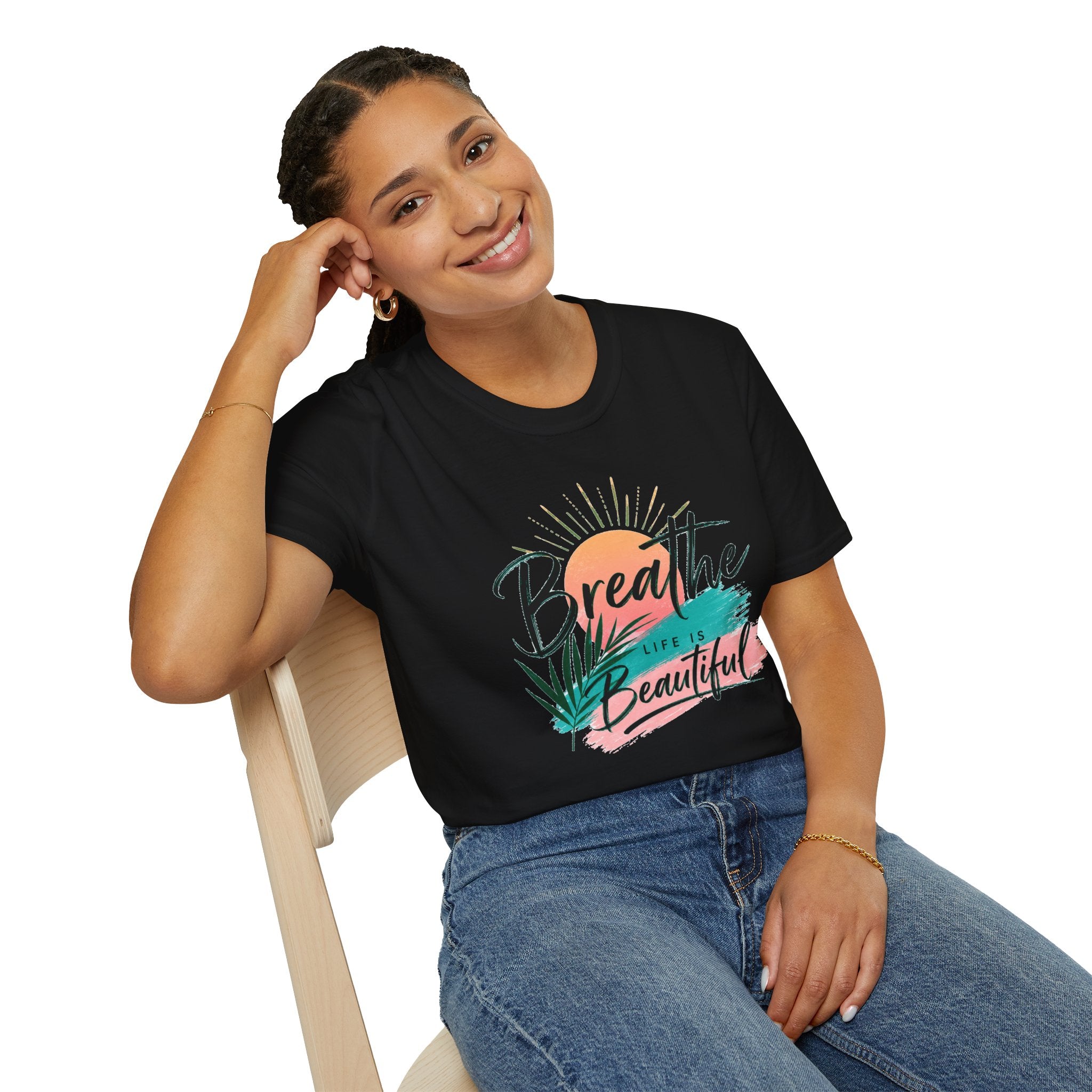 Breathe Life Is Beautiful Shirt, Inspirational T-Shirt for Women, Positive Quote Tee, Motivational Graphic Tee, Summer Vacation Shirt, Gift for Her
