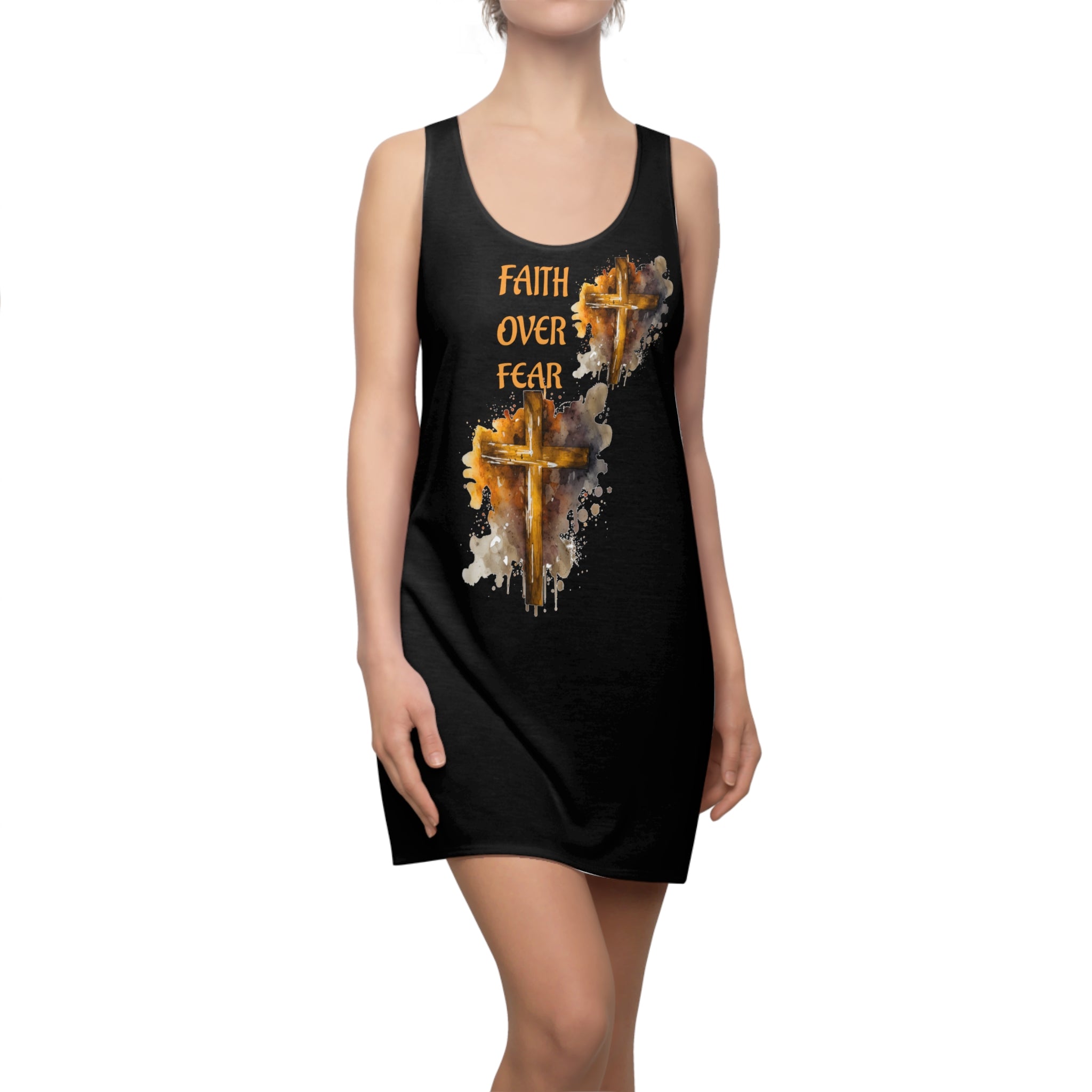 Faith Over Fear Racerback Dress — Christian Cross Graphic Dress