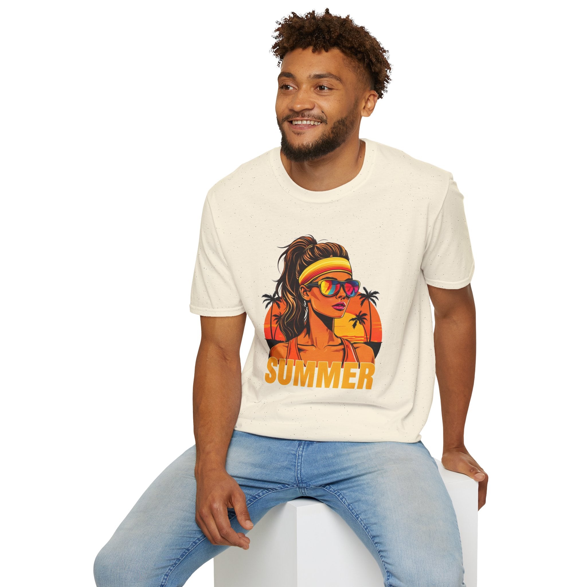 Summer Retro Graphic T-Shirt — 'SUMMER' Beach Babe Palm Tree Tee