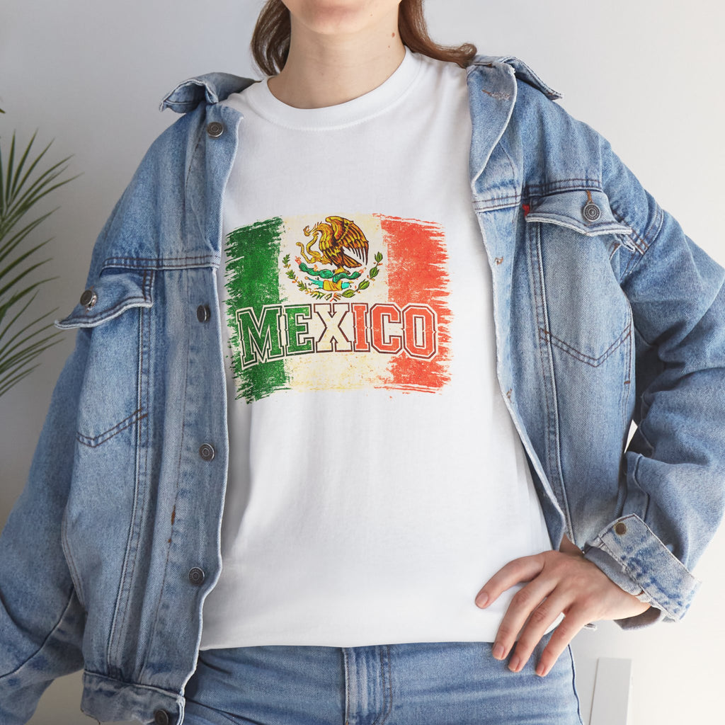 Mexico Flag Vintage T-Shirt — Distressed Mexican Emblem Tee