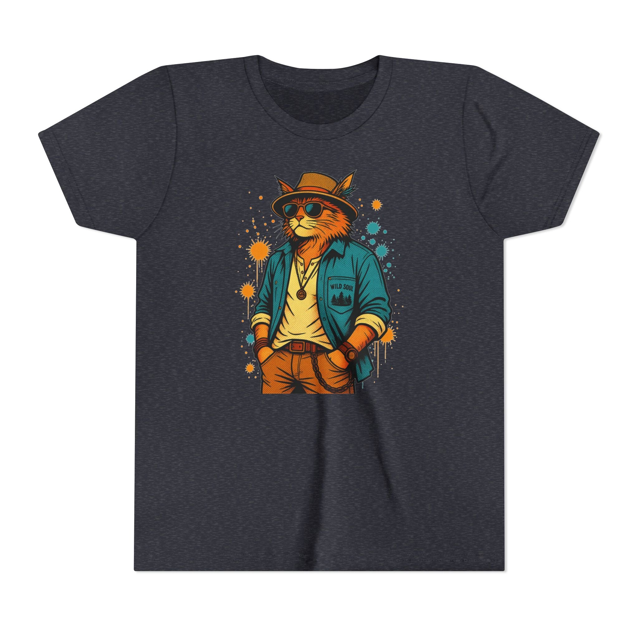 Youth Cat Graphic Tee — Cool Retro Cat in Sunglasses Kids T-Shirt