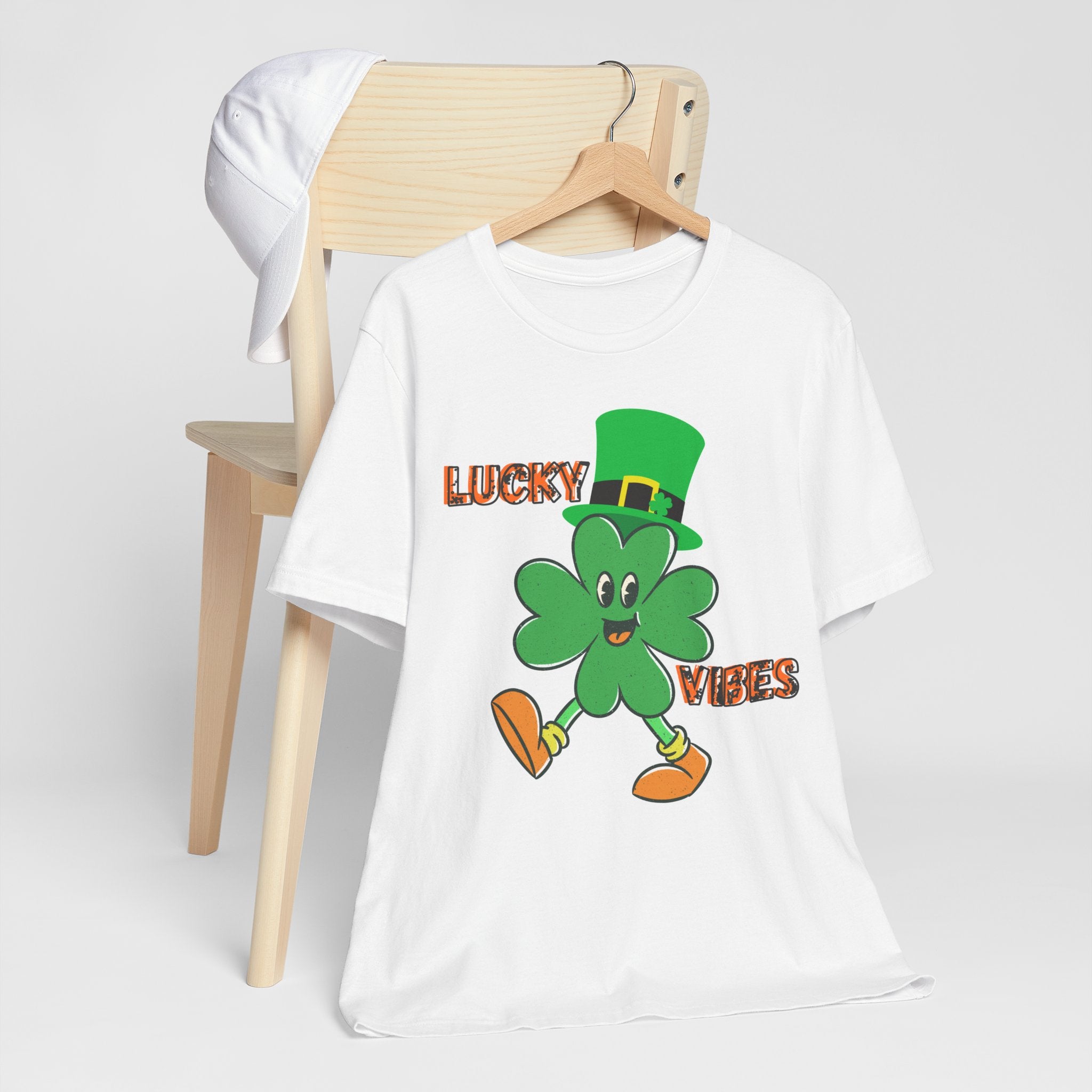 Lucky Vibes Saint Patrick's Day T-Shirt — Walking Shamrock Graphic Tee