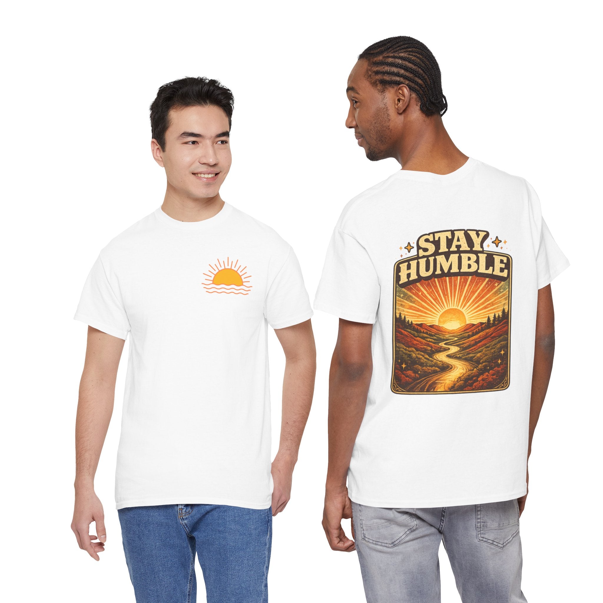Stay Humble Sunset Tee - Retro Sunrise Graphic T-Shirt