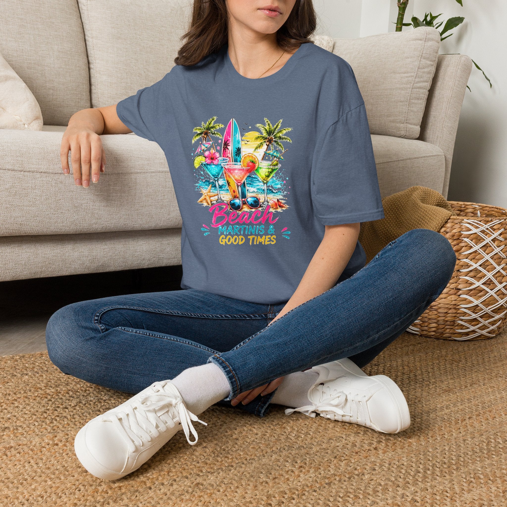 Beach Cocktails T-Shirt, Tropical Summer Shirt, Beach Martini Tee, Coastal Vacation Shirt, Summer Graphic Tee