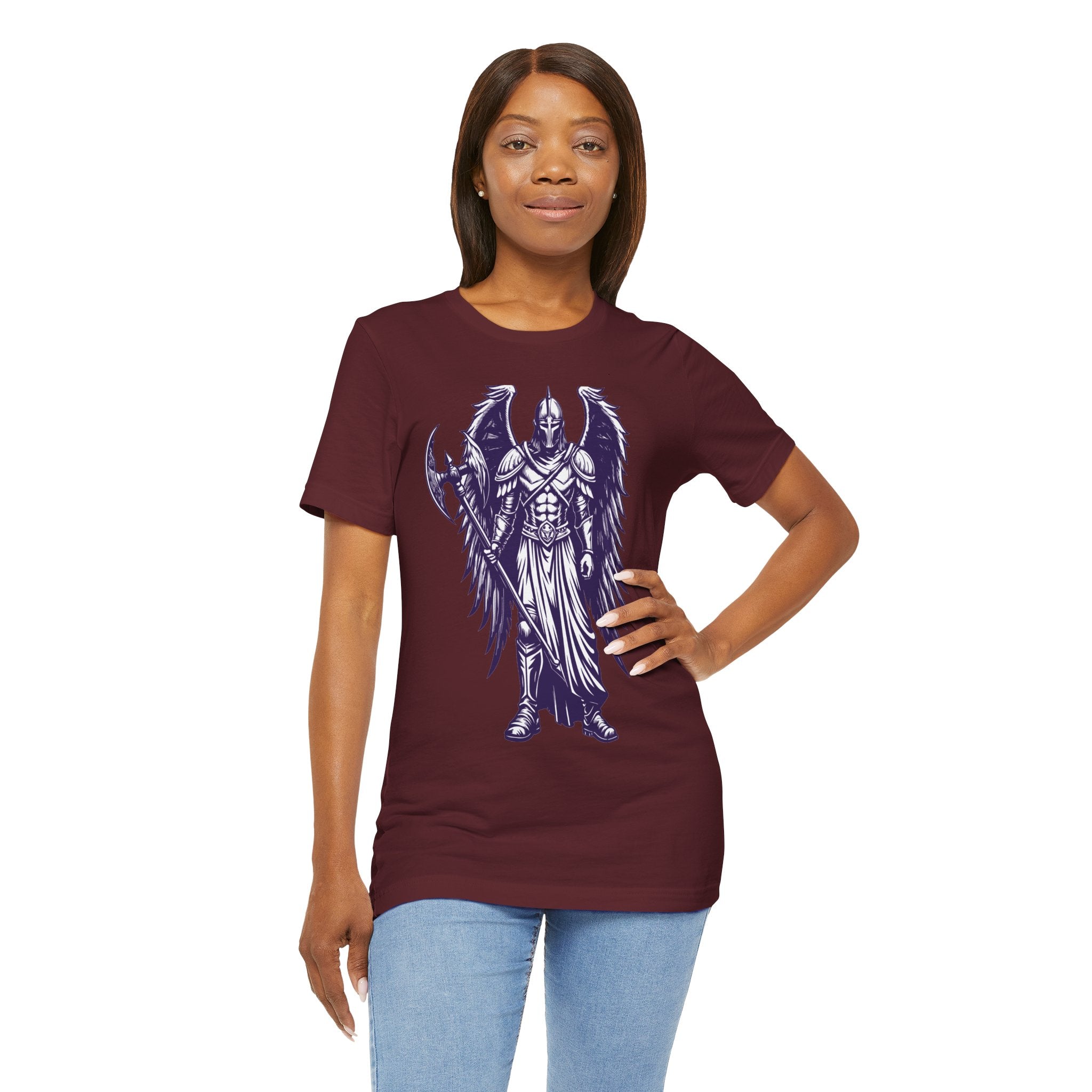 Fallen Angel Warrior T-Shirt | Gothic Fantasy Winged Knight Tee