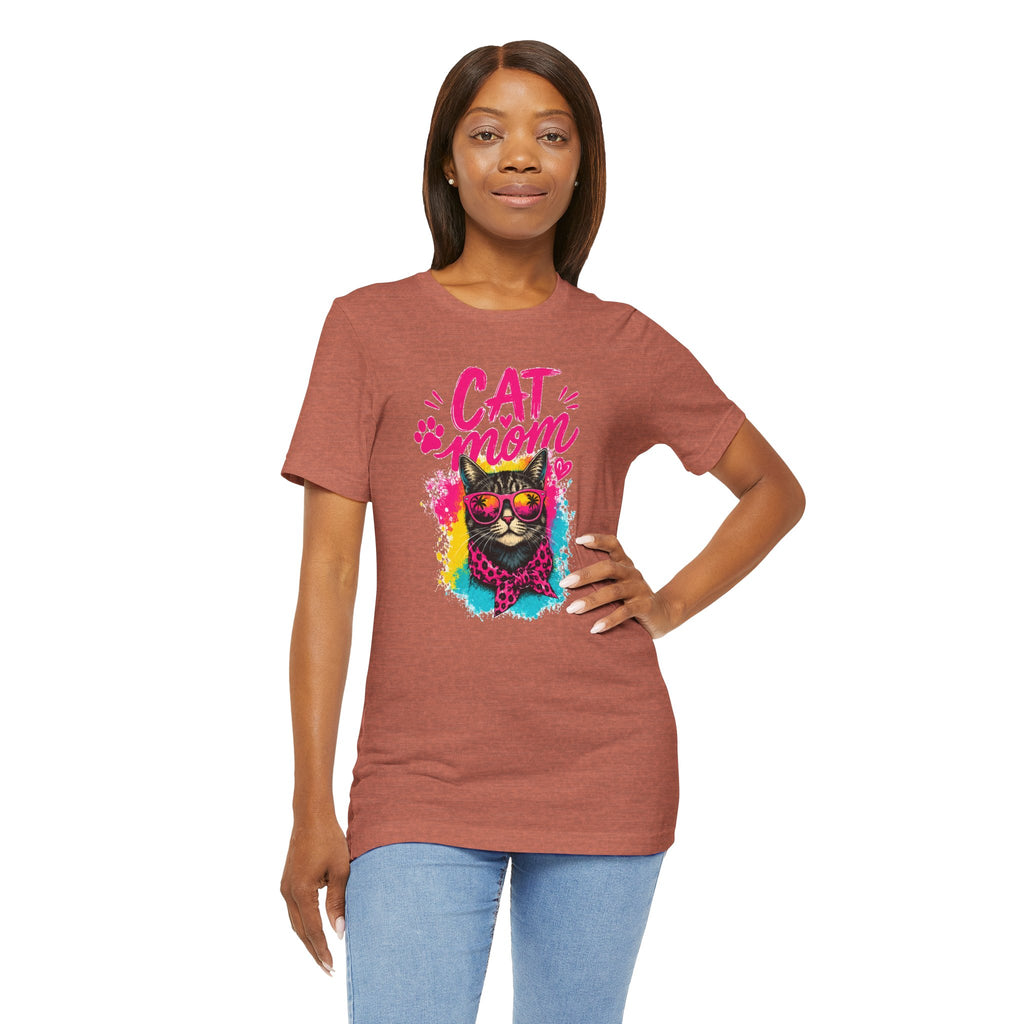 Cat Mom T-Shirt | Funny Cat Mom Gift | Colorful Retro Cat Lover Tee | Cute Cat Graphic Shirt | Unisex Cat Mom Tee