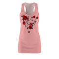 Pink Floral Dress with Red Roses | Lightweight Summer Racerback Dress
