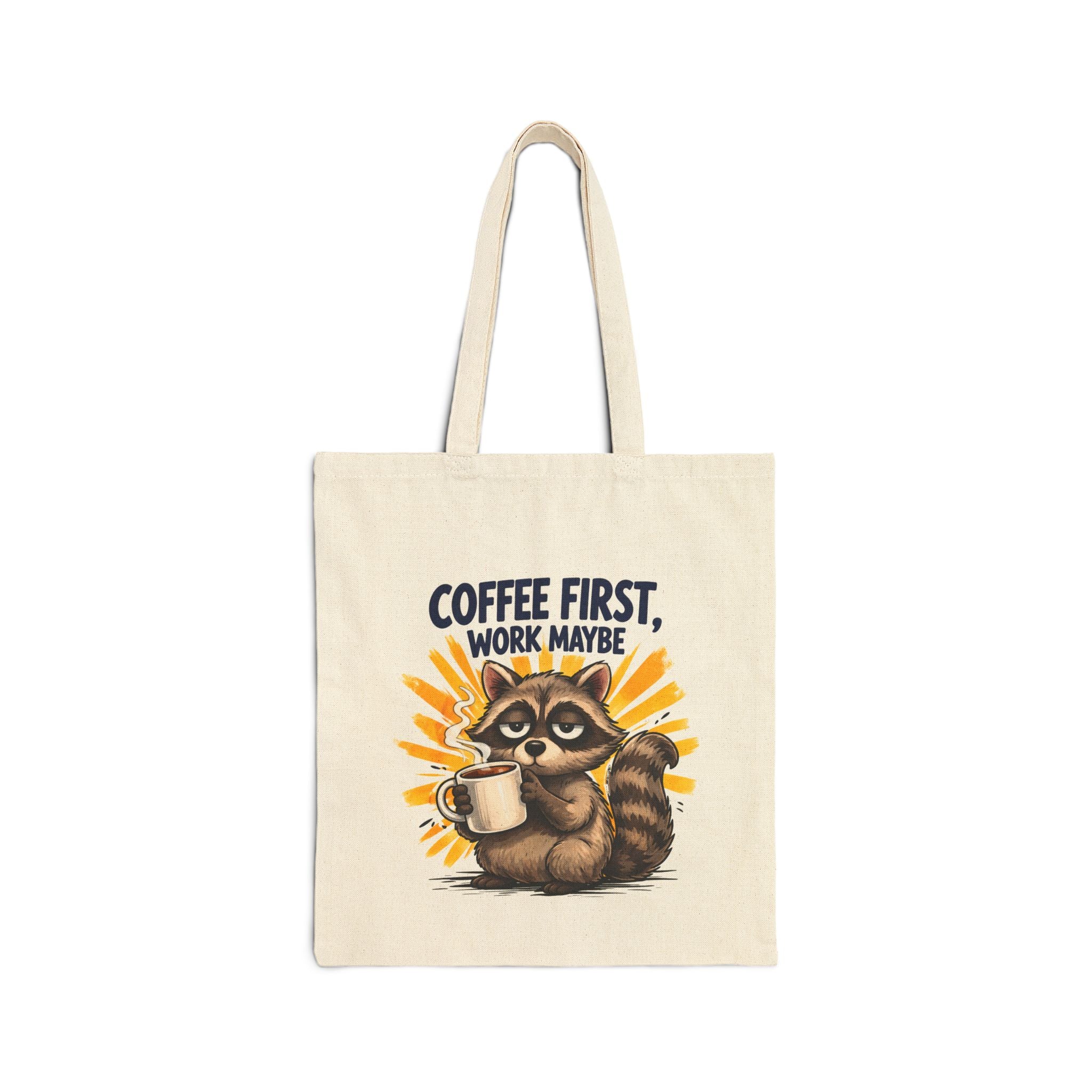 Tote Bag — Coffee First, Work Maybe Raccoon Canvas Tote