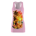 Tropical Sunset Racerback Dress — Beach Scene Floral Print