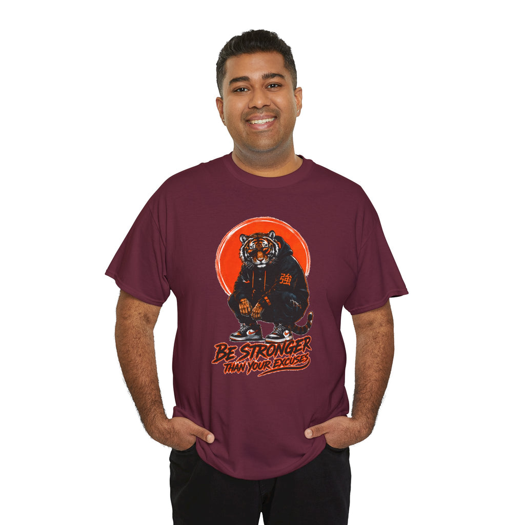 Tiger Graphic Tee — "Be Stronger Than Your Doubts" Motivational T-Shirt
