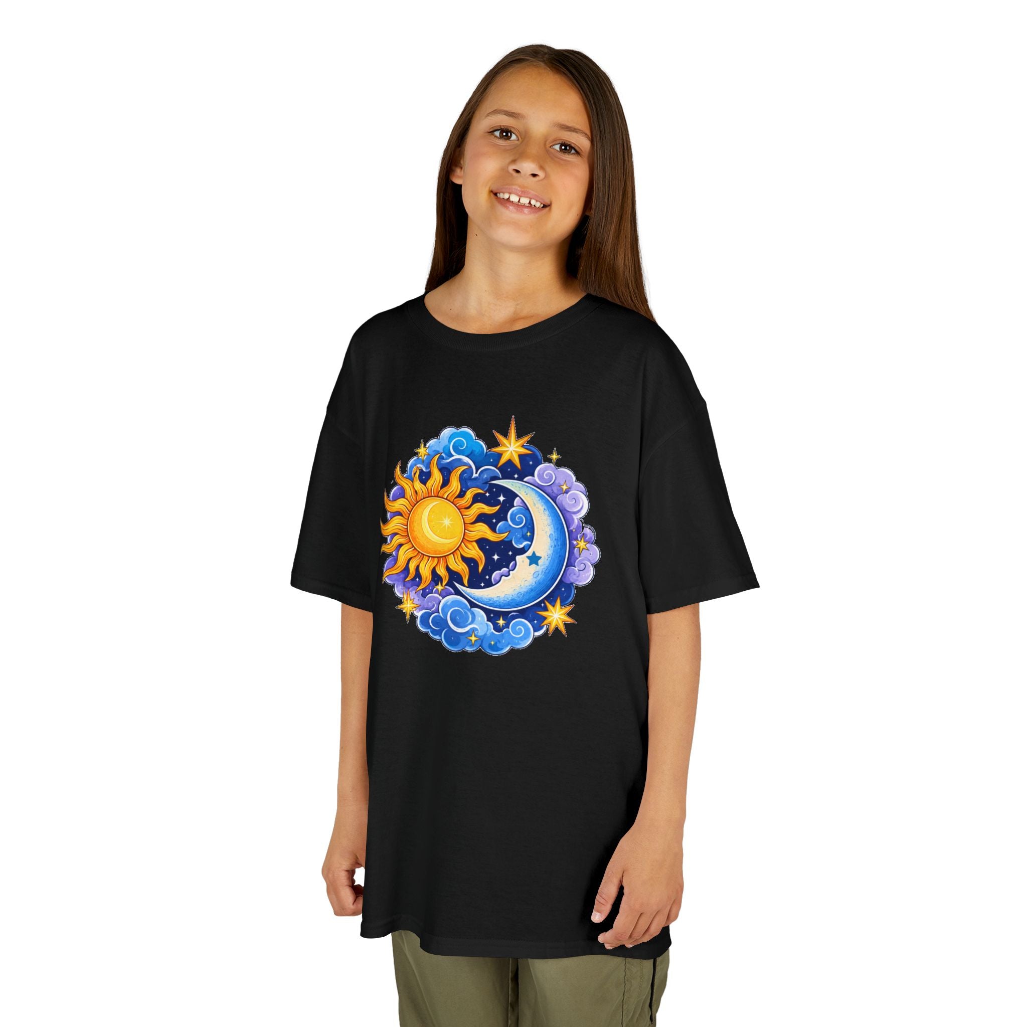 Kids Sun & Moon Graphic Tee — Colorful Celestial Design