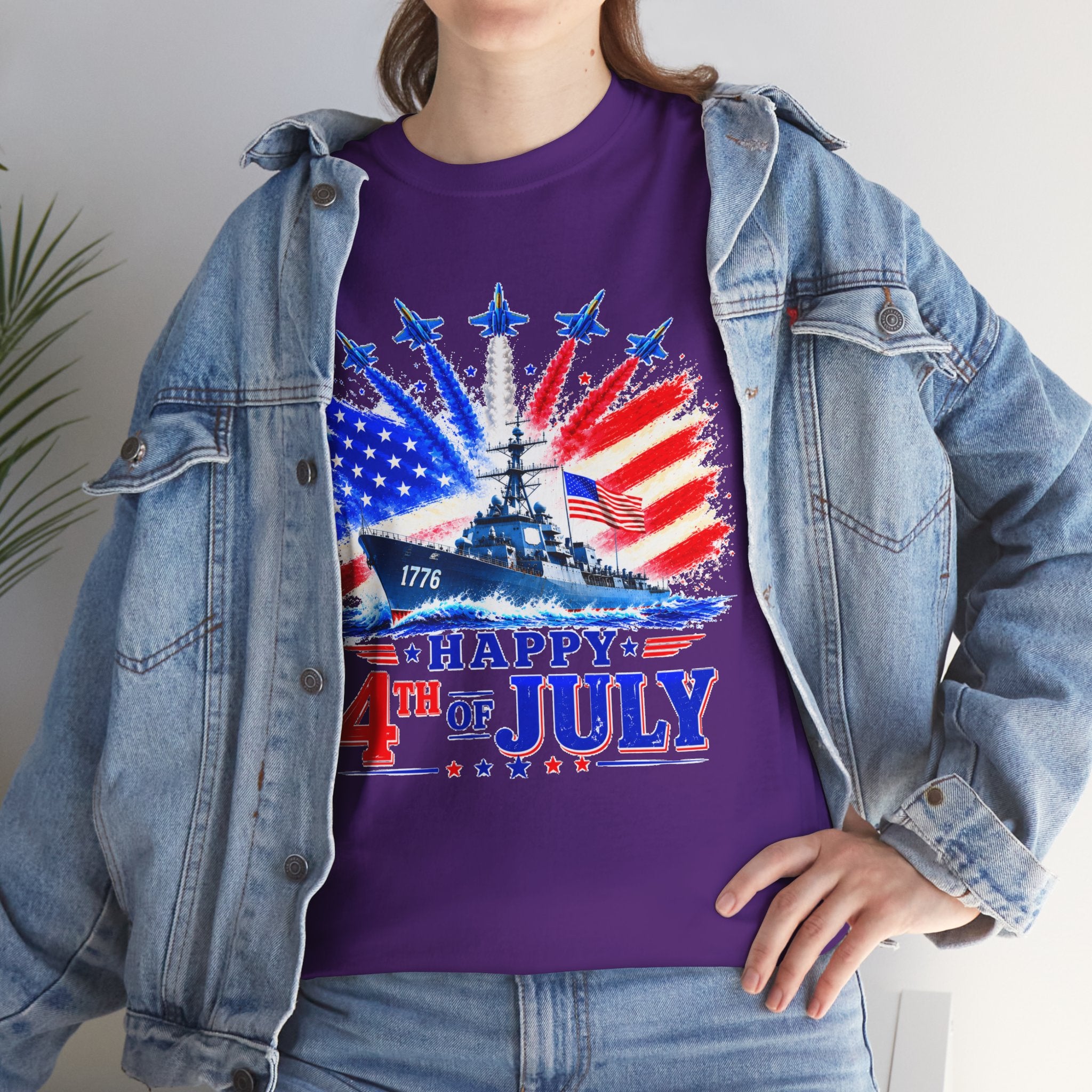 Happy 4th of July Shirt, Patriotic USA Flag Tee, American Eagle & Navy Ship Shirt, Independence Day T-Shirt, Military Pride Gift