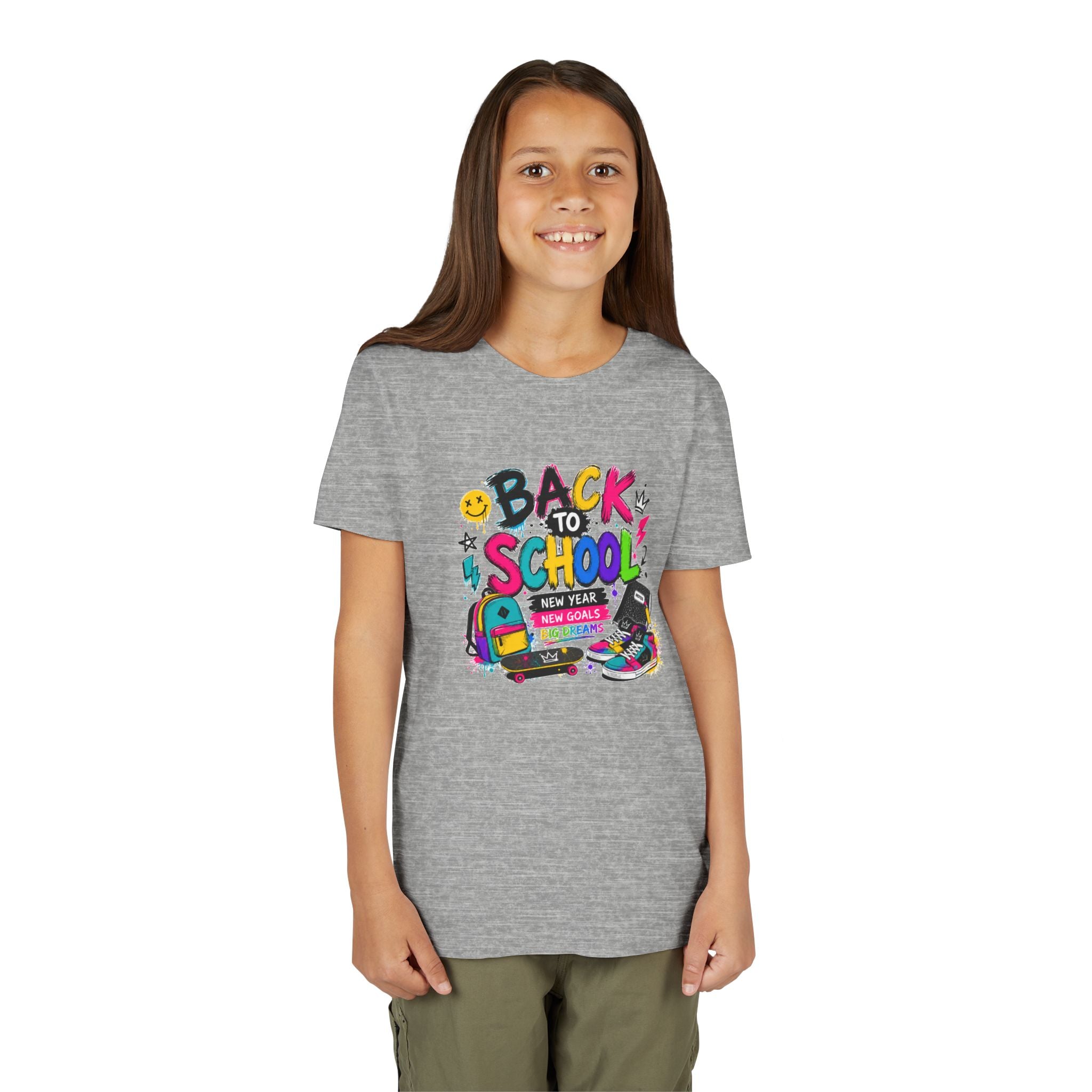 Back to School Youth T-Shirt | First Day of School Shirt | Backpack Sneakers Graphic Tee | Boys Girls School Tee | Student Gift