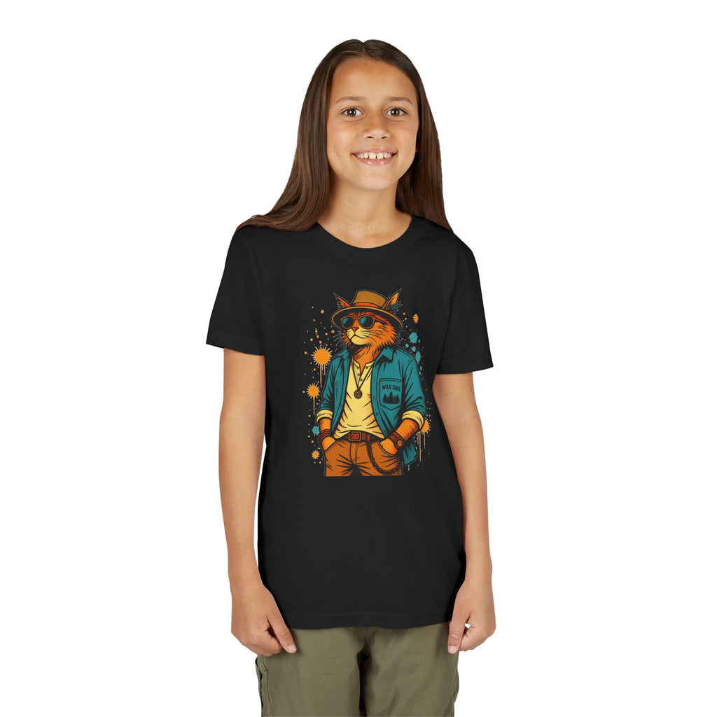 Youth Cat Graphic Tee — Cool Retro Cat in Sunglasses Kids T-Shirt