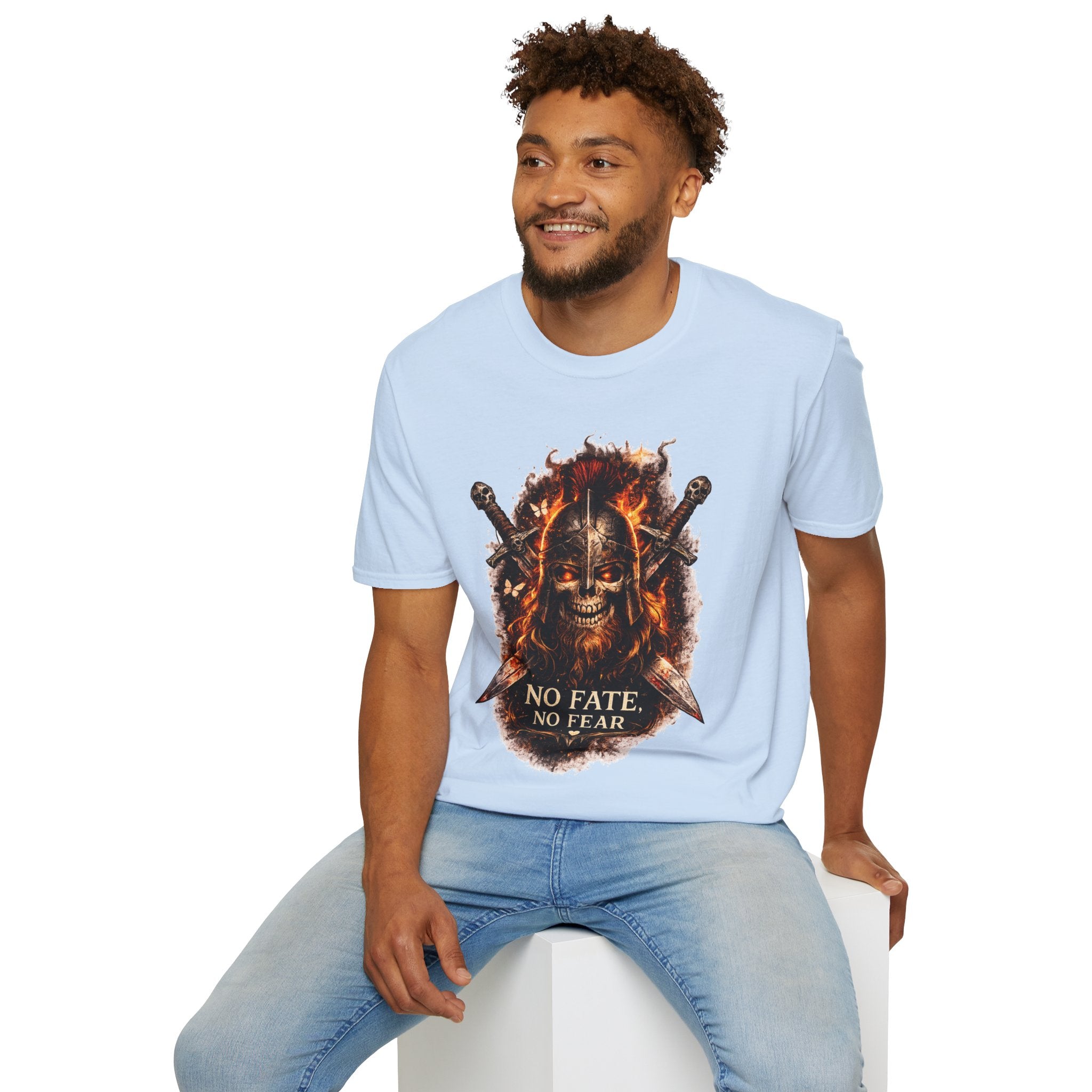 Viking Skull T-Shirt, Dragon Warrior Tee, Biker Graphic Shirt, Gothic Viking Shirt, No Fate No Fear Tee, Fantasy Streetwear