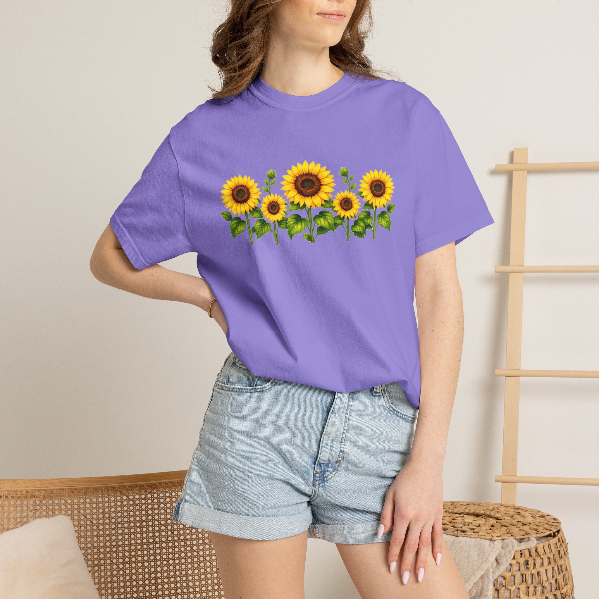 Sunflower Shirt for Women, Sunflower T-Shirt, Floral Graphic Tee, Botanical Shirt, Wildflower Tee, Comfort Colors 1717