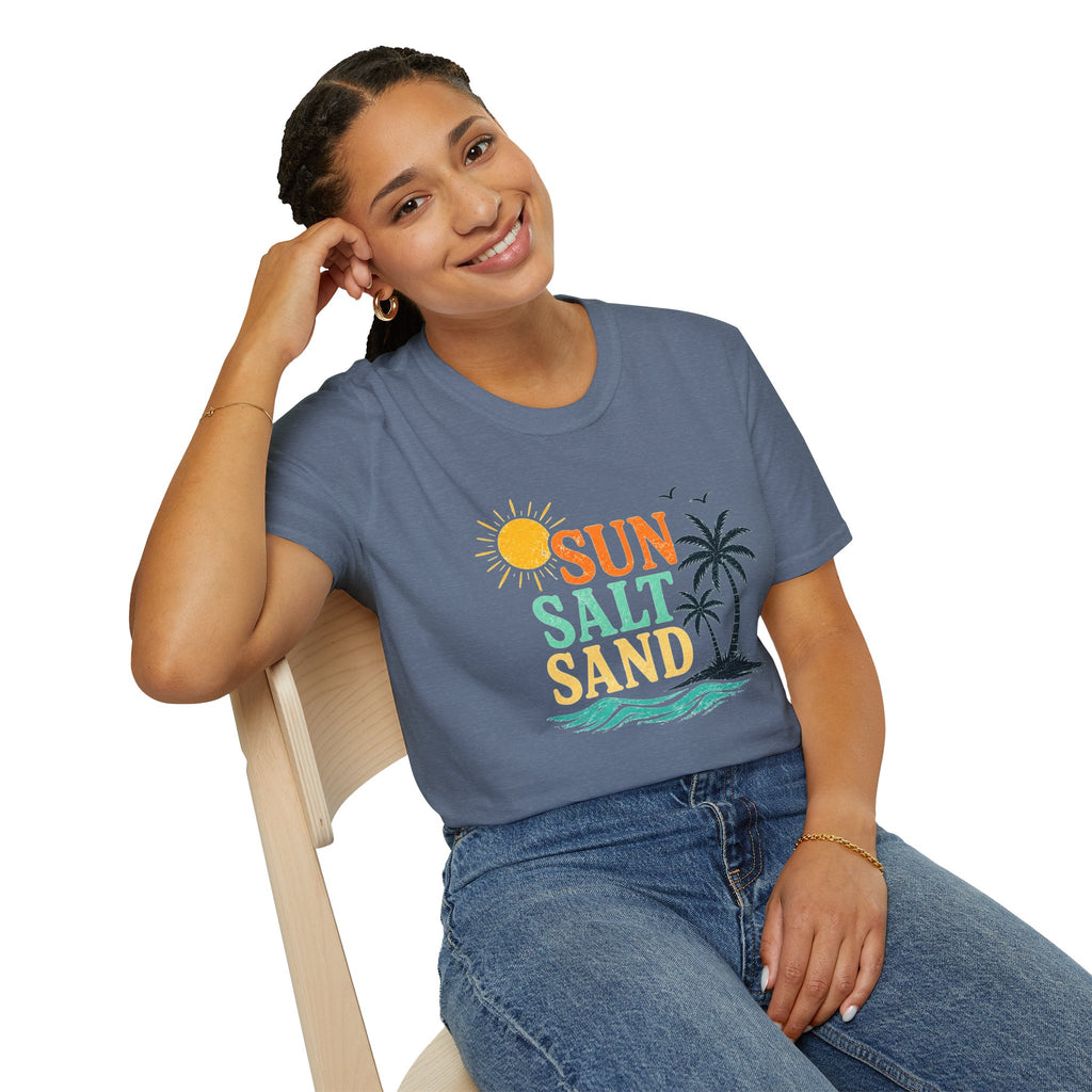 Sun Salt Sand Beach T-Shirt — Palm Tree Summer Vacation Tee