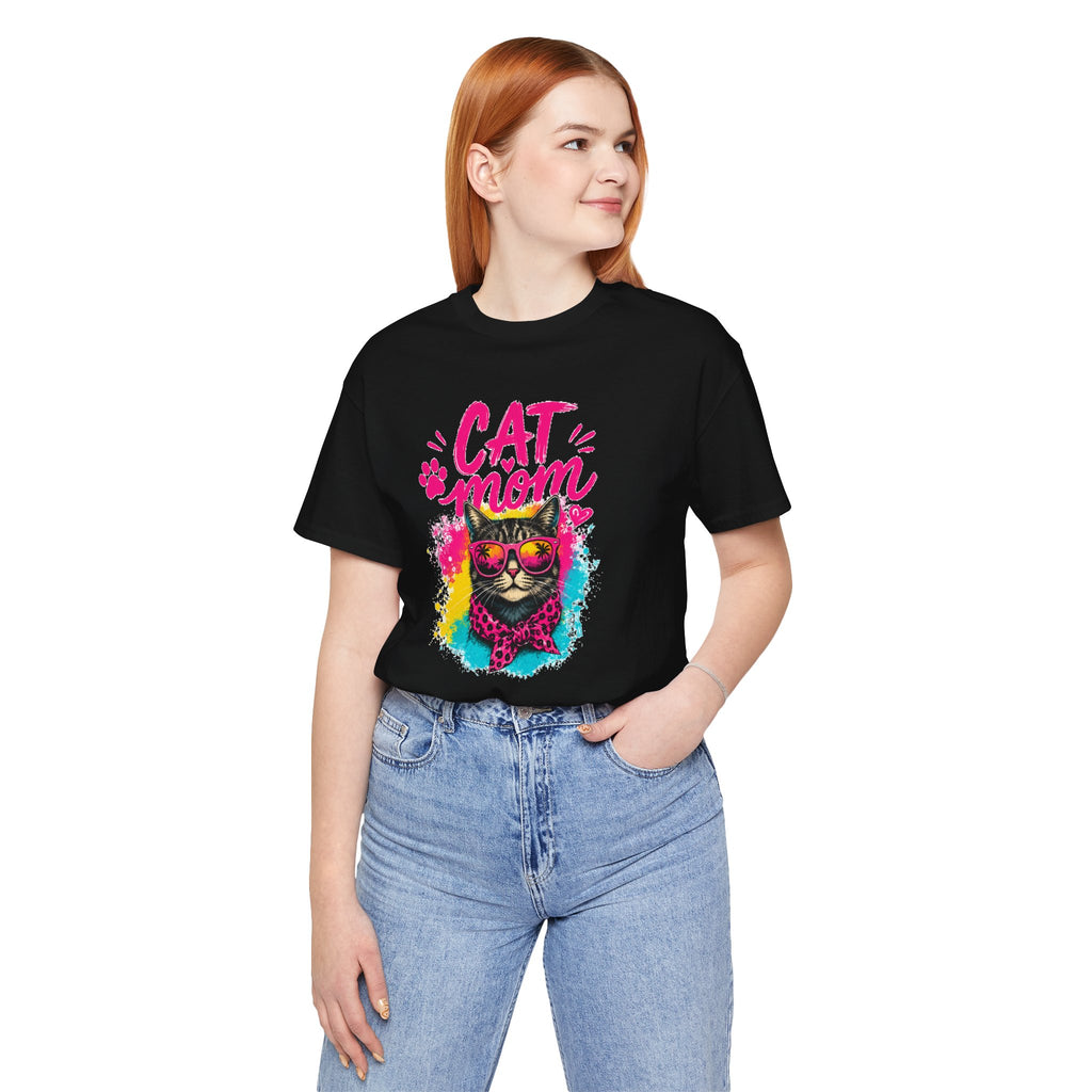 Cat Mom T-Shirt | Funny Cat Mom Gift | Colorful Retro Cat Lover Tee | Cute Cat Graphic Shirt | Unisex Cat Mom Tee