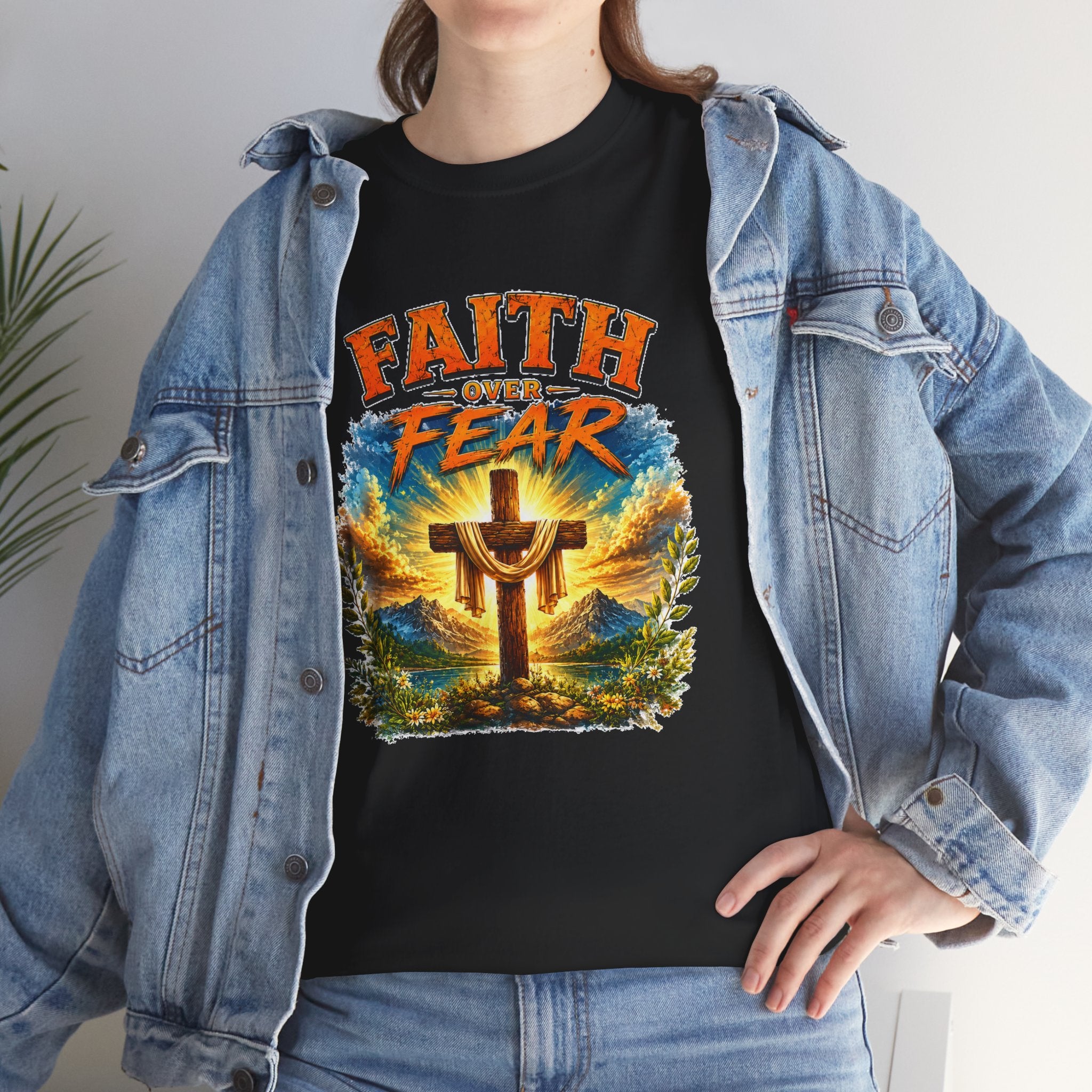 Faith Over Fear Christian T-Shirt | Cross Graphic Tee | Religious Unisex Shirt | Christian Gift