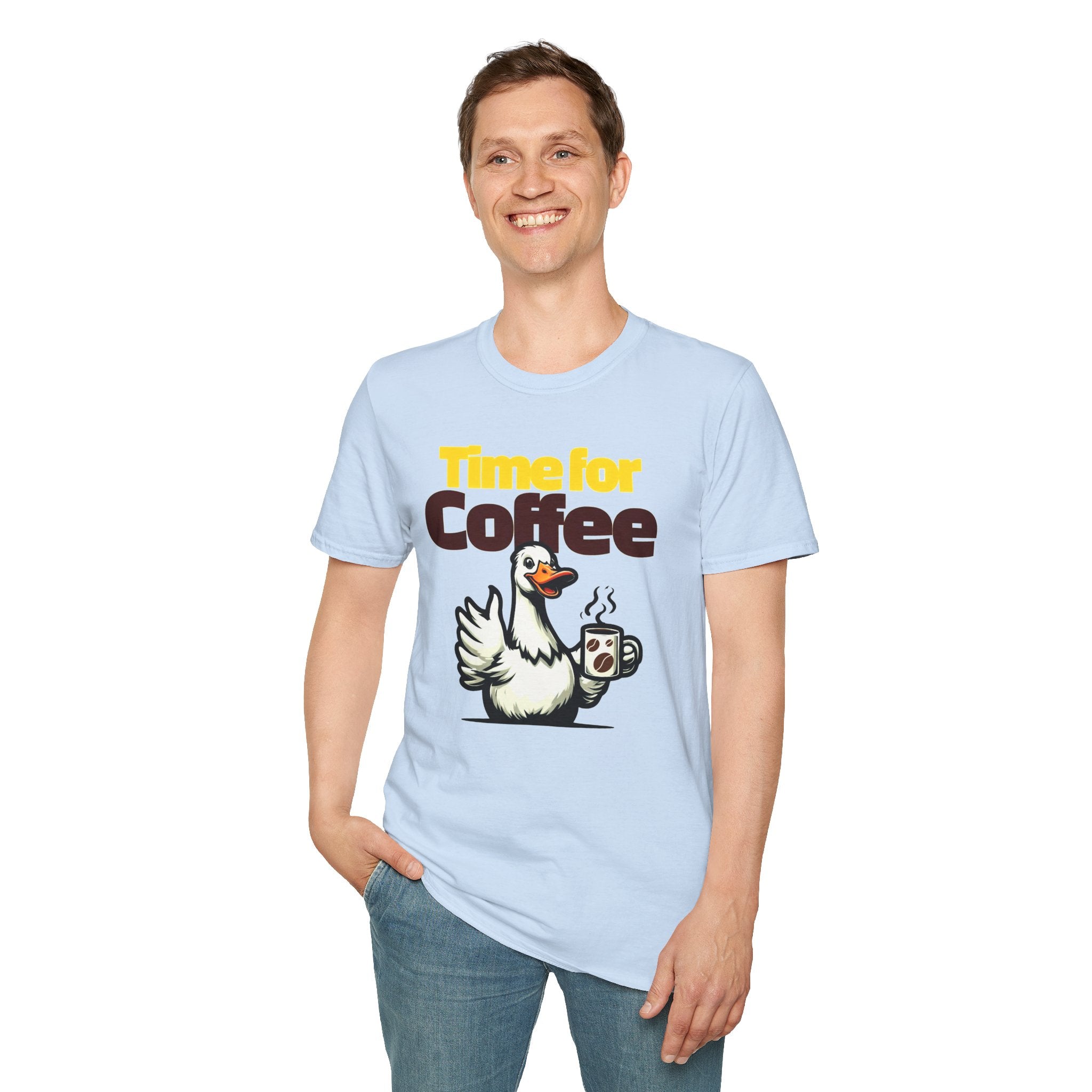Time for Coffee Goose T-Shirt ☕🪿 Funny Cute Coffee Lover Graphic Tee Unisex Gift