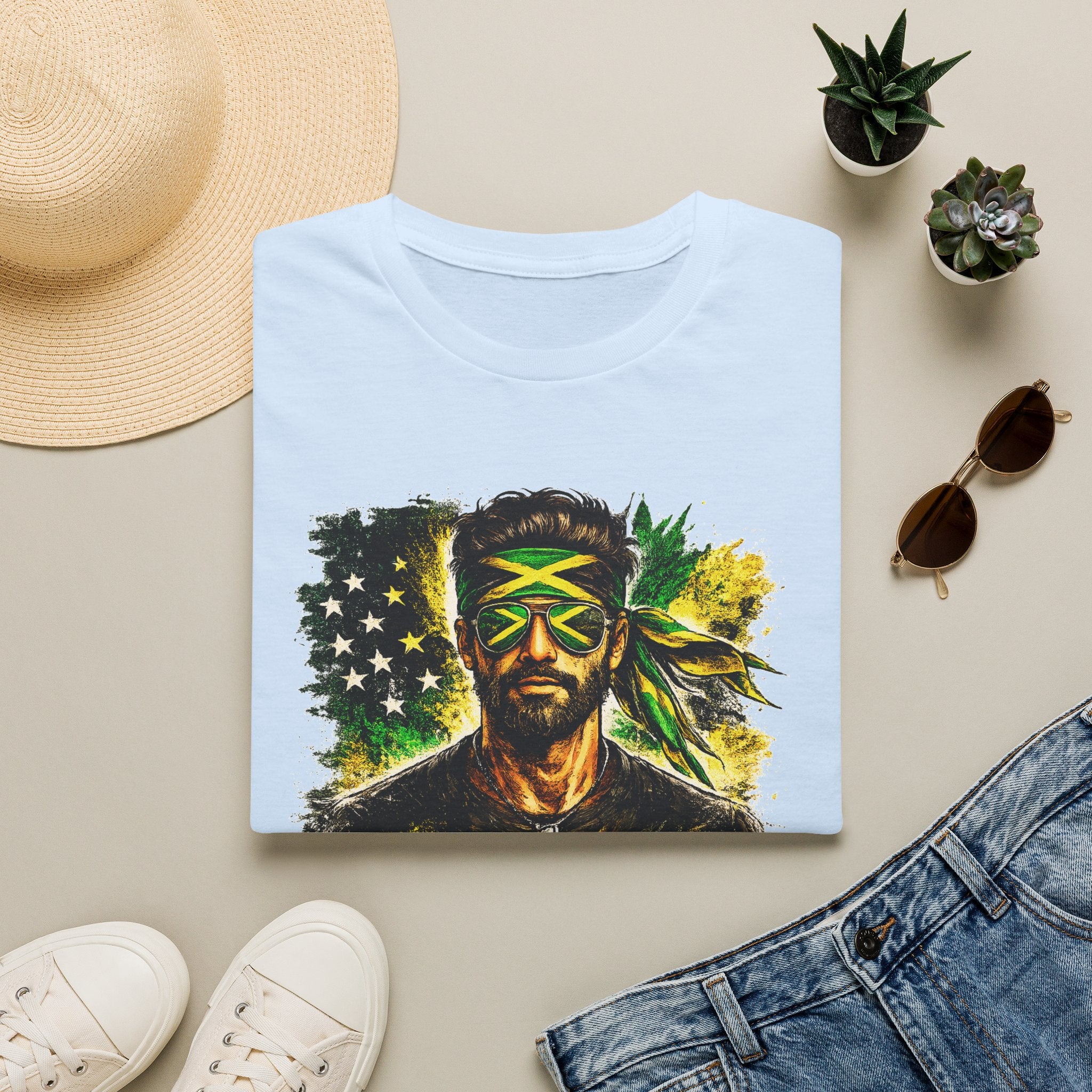 Jamaican Flag Portrait T-Shirt — Reggae Vibe Graphic Tee