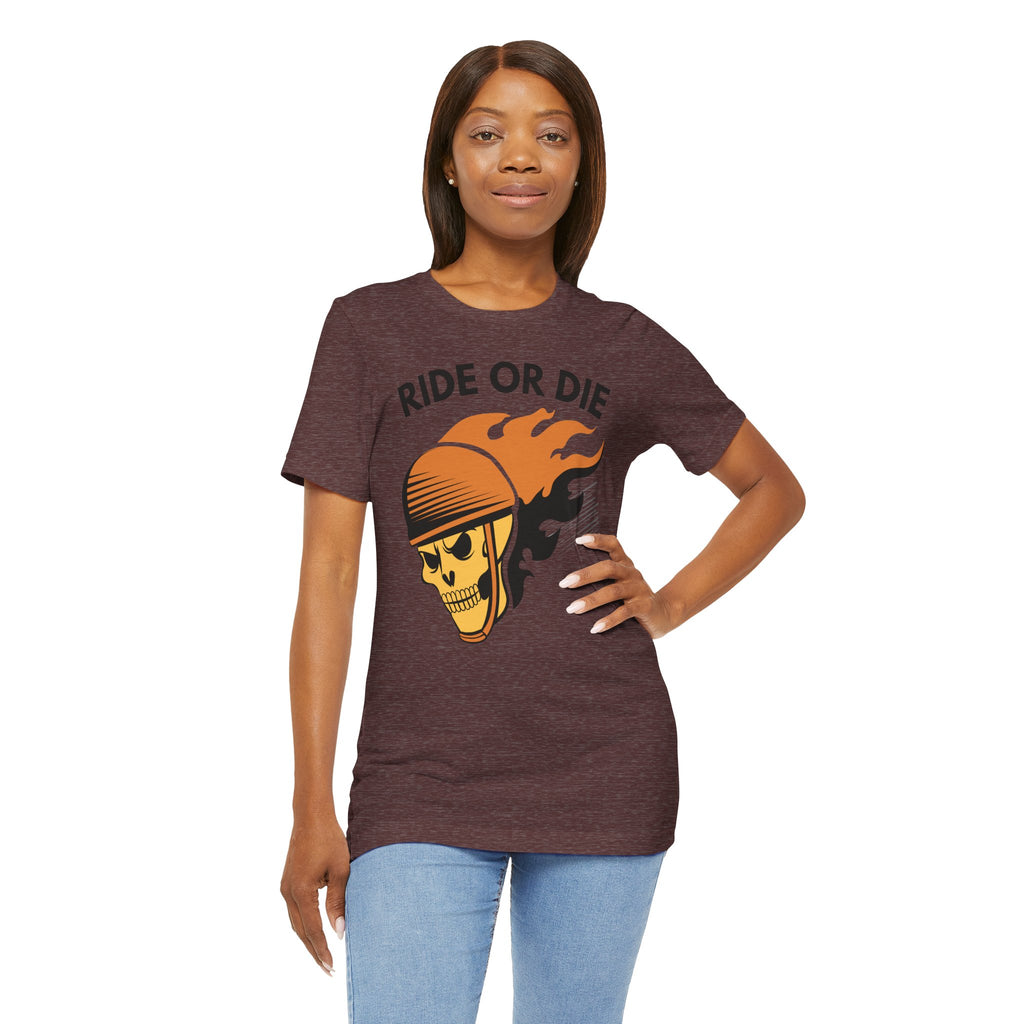 Ride or Die Skull Helmet T-Shirt | Biker Graphic Tee for Men | Vintage Motorcycle Shirt