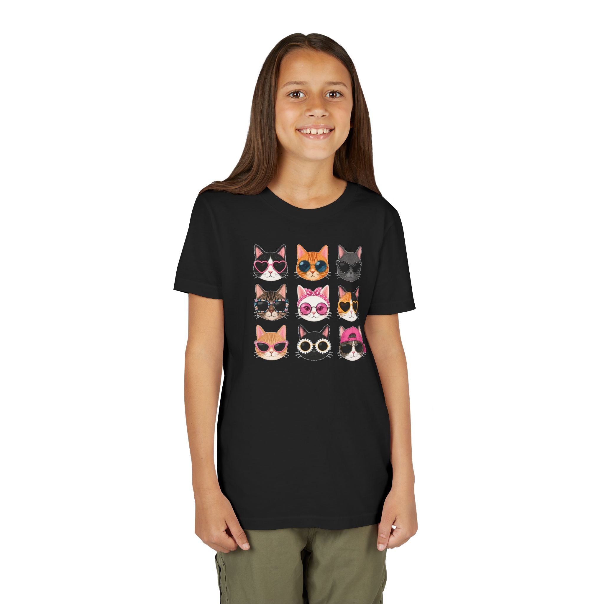 Kids Cat T-Shirt, Cute Cat Faces Shirt, Funny Kitty Tee for Girls & Boys, Cat Lover Gift for Kids, Colorful Cat Graphic Tee