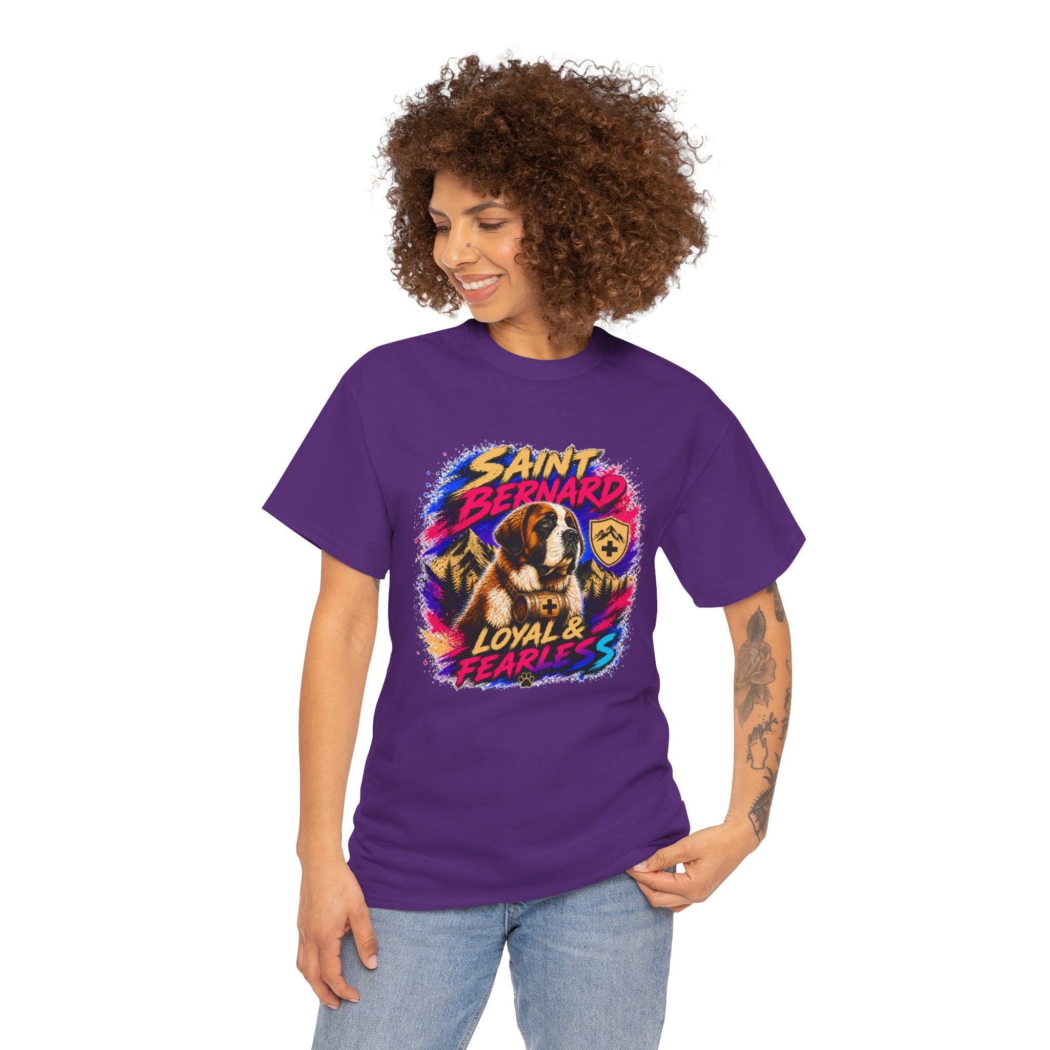 Saint Bernard Dog Shirt, Loyal & Fearless T-Shirt, Colorful Saint Bernard Tee, Dog Lover Gift, Unisex Graphic Tee