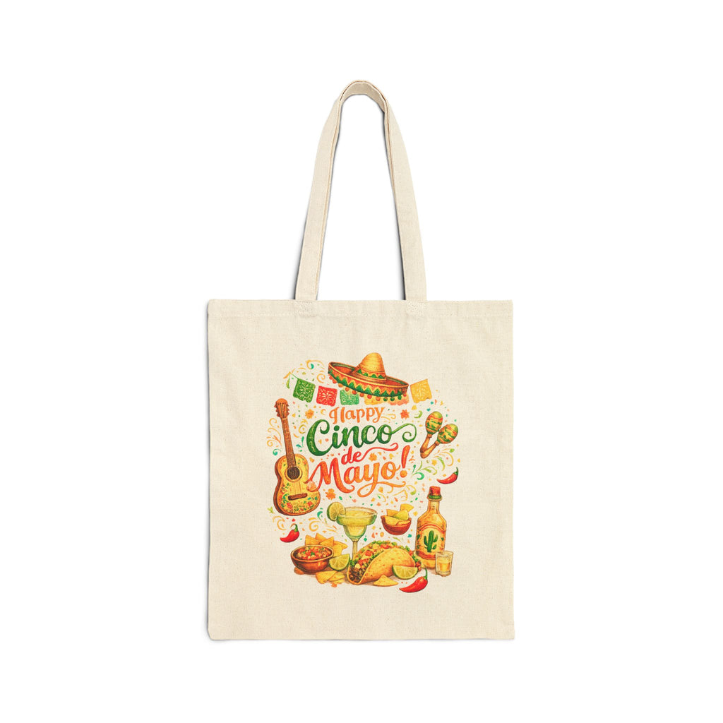 Cinco de Mayo Canvas Tote Bag — Festive Mexican Fiesta Grocery & Market Bag