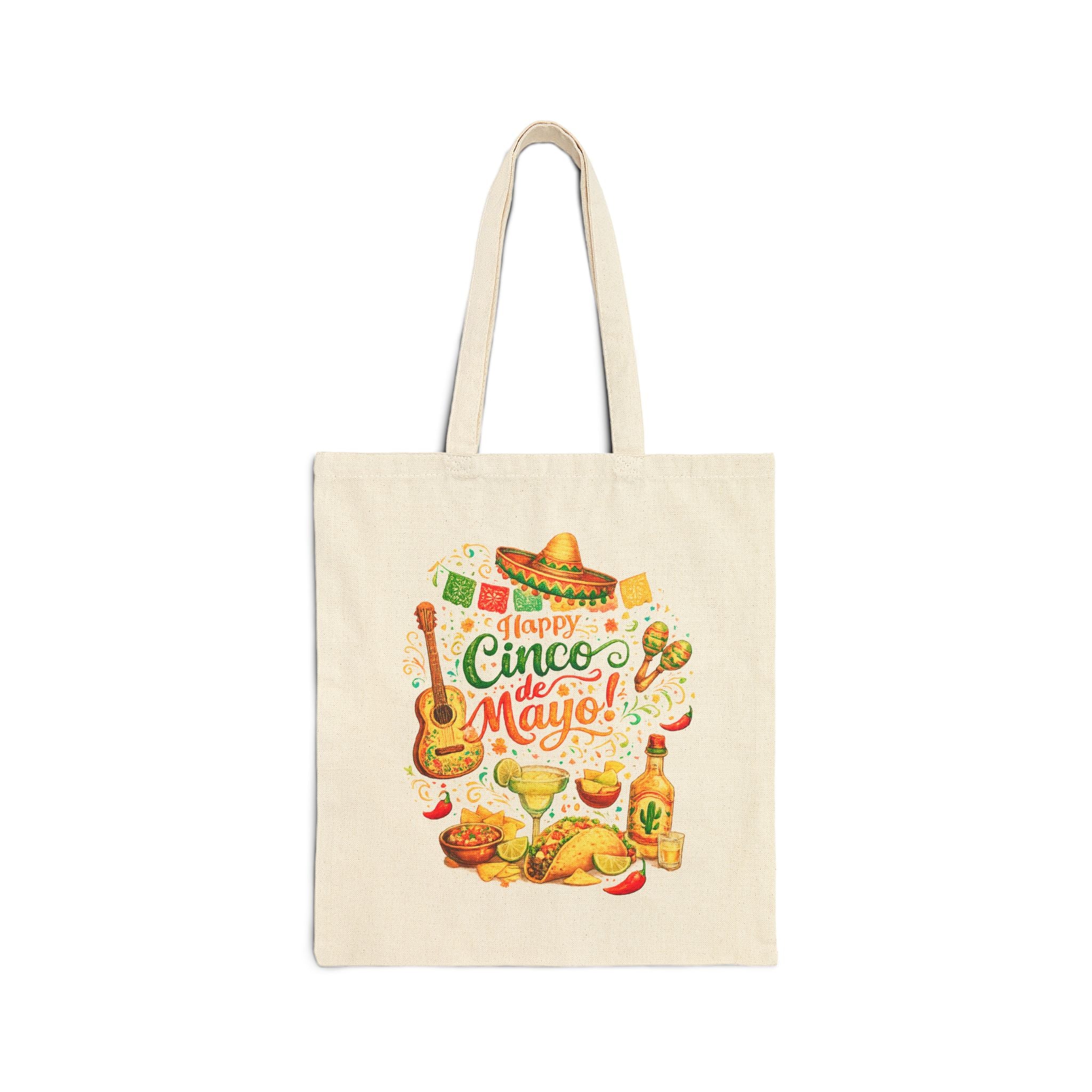 Cinco de Mayo Canvas Tote Bag — Festive Mexican Fiesta Grocery & Market Bag