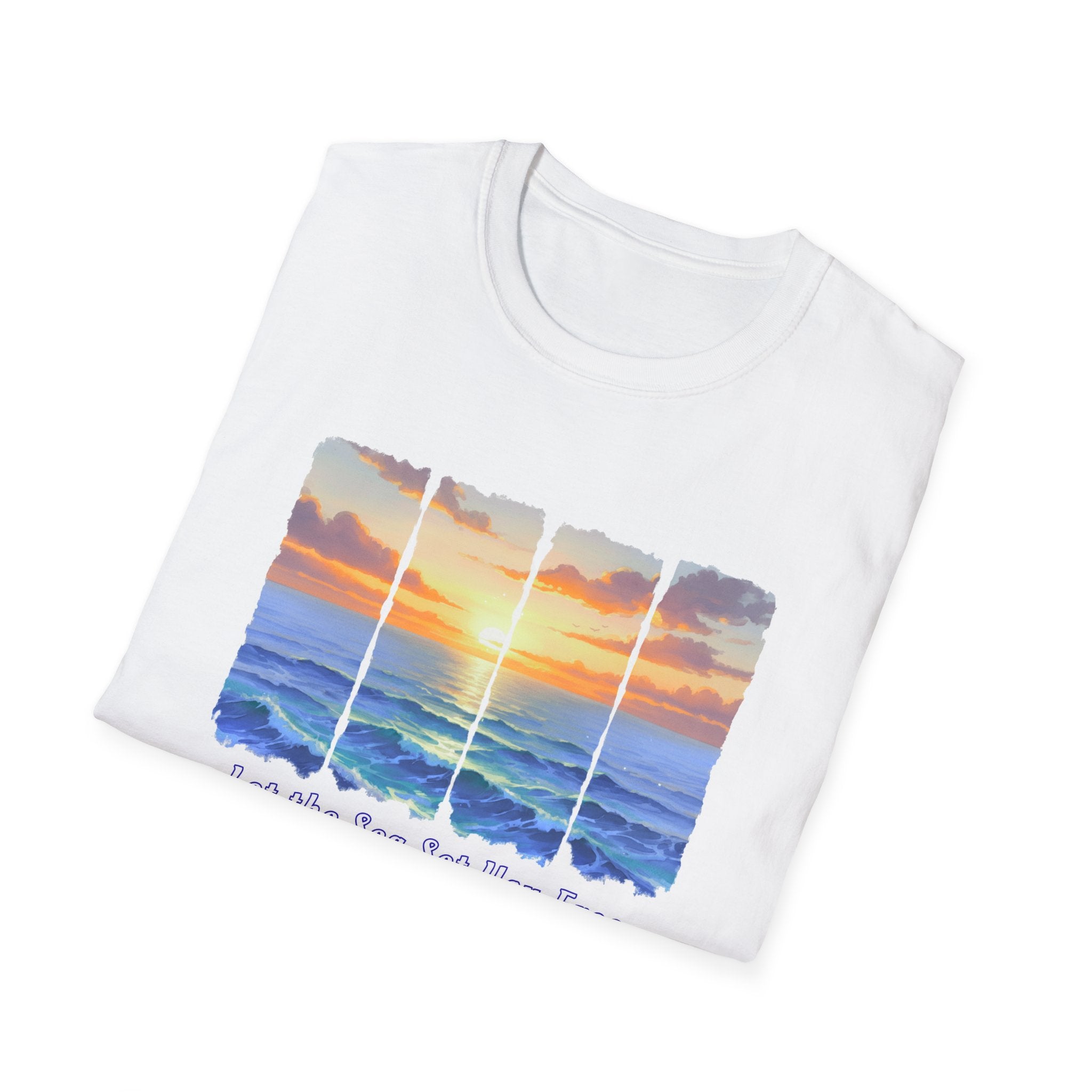 Sunset Ocean Shirt Let the Sea Set You Free Beach T Shirt Summer Vacation Tee Aesthetic Sea Wave Graphic Shirt