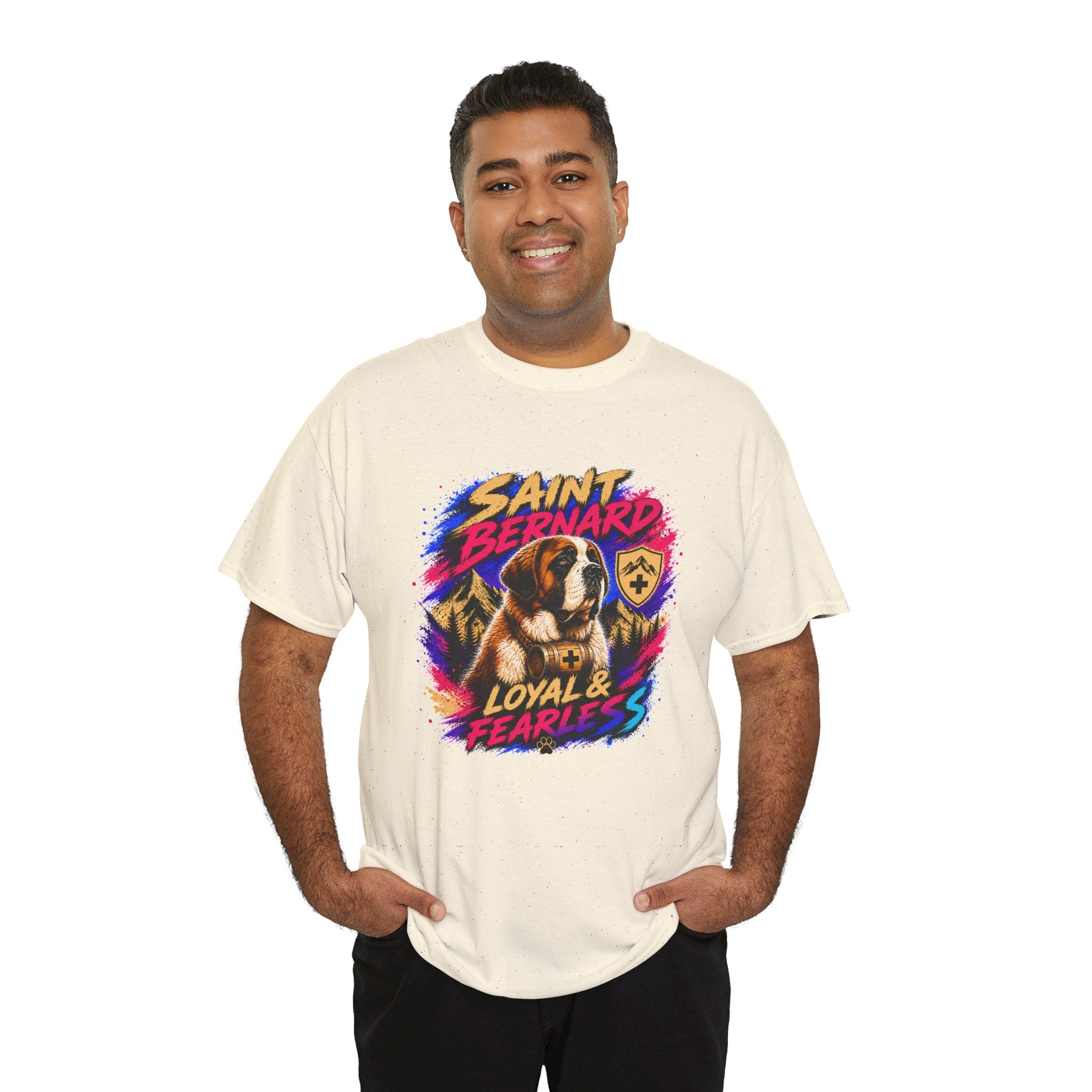 Saint Bernard Dog Shirt, Loyal & Fearless T-Shirt, Colorful Saint Bernard Tee, Dog Lover Gift, Unisex Graphic Tee