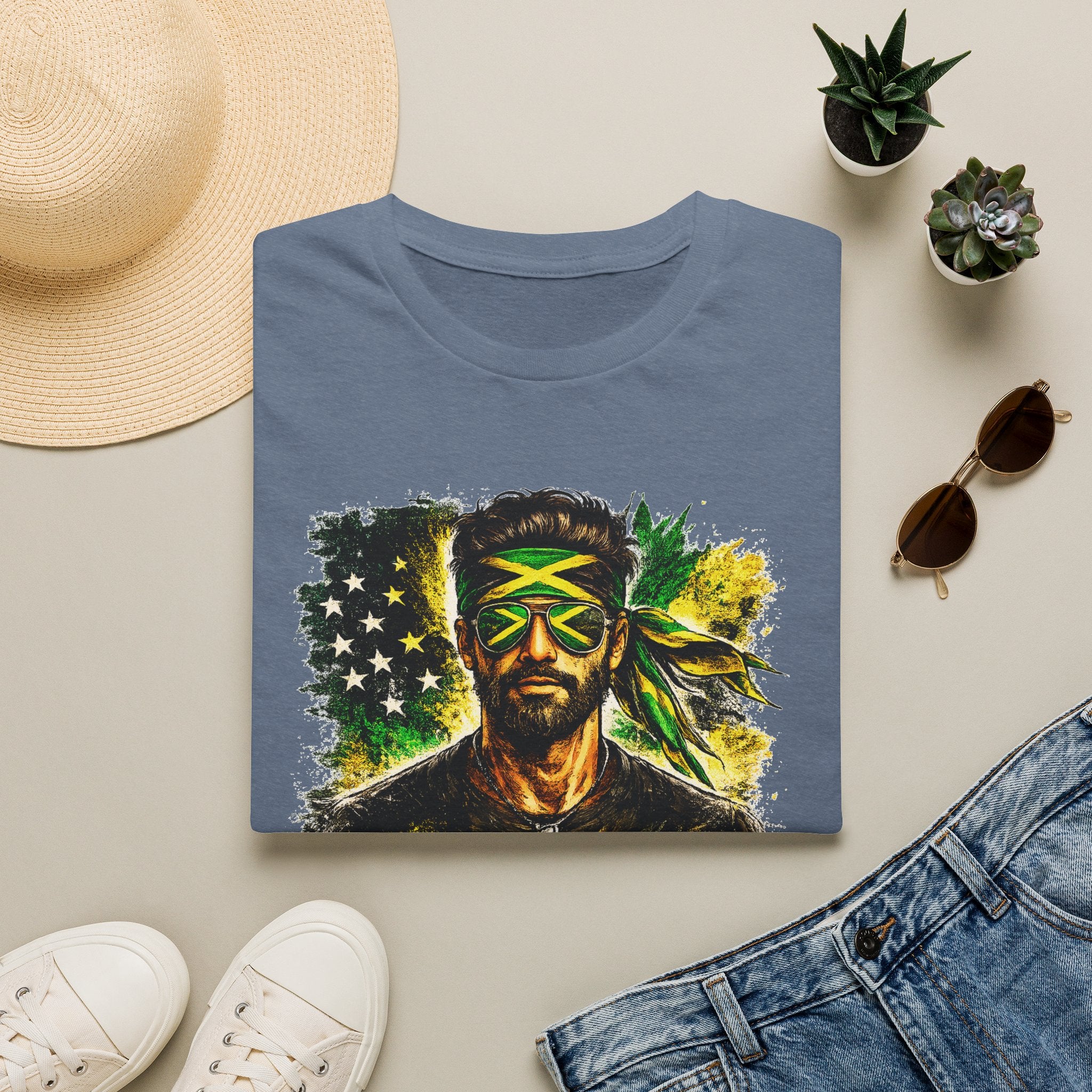 Jamaican Flag Portrait T-Shirt — Reggae Vibe Graphic Tee