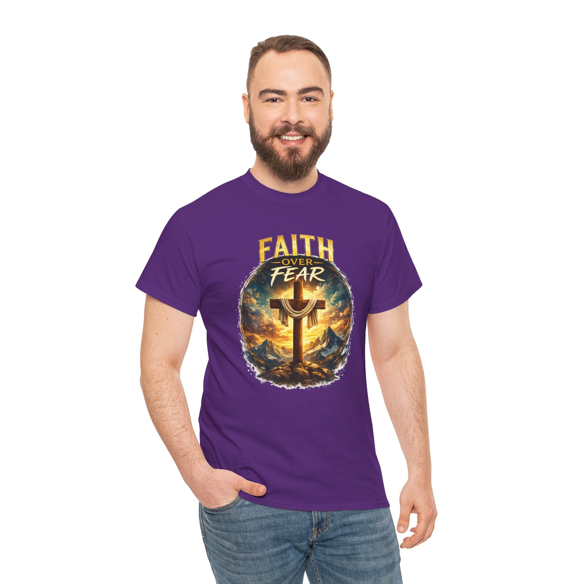 Faith Over Fear Christian T-Shirt | Cross Graphic Tee | Jesus Faith Shirt | Religious Unisex Shirt | Christian Gift for Men & Women