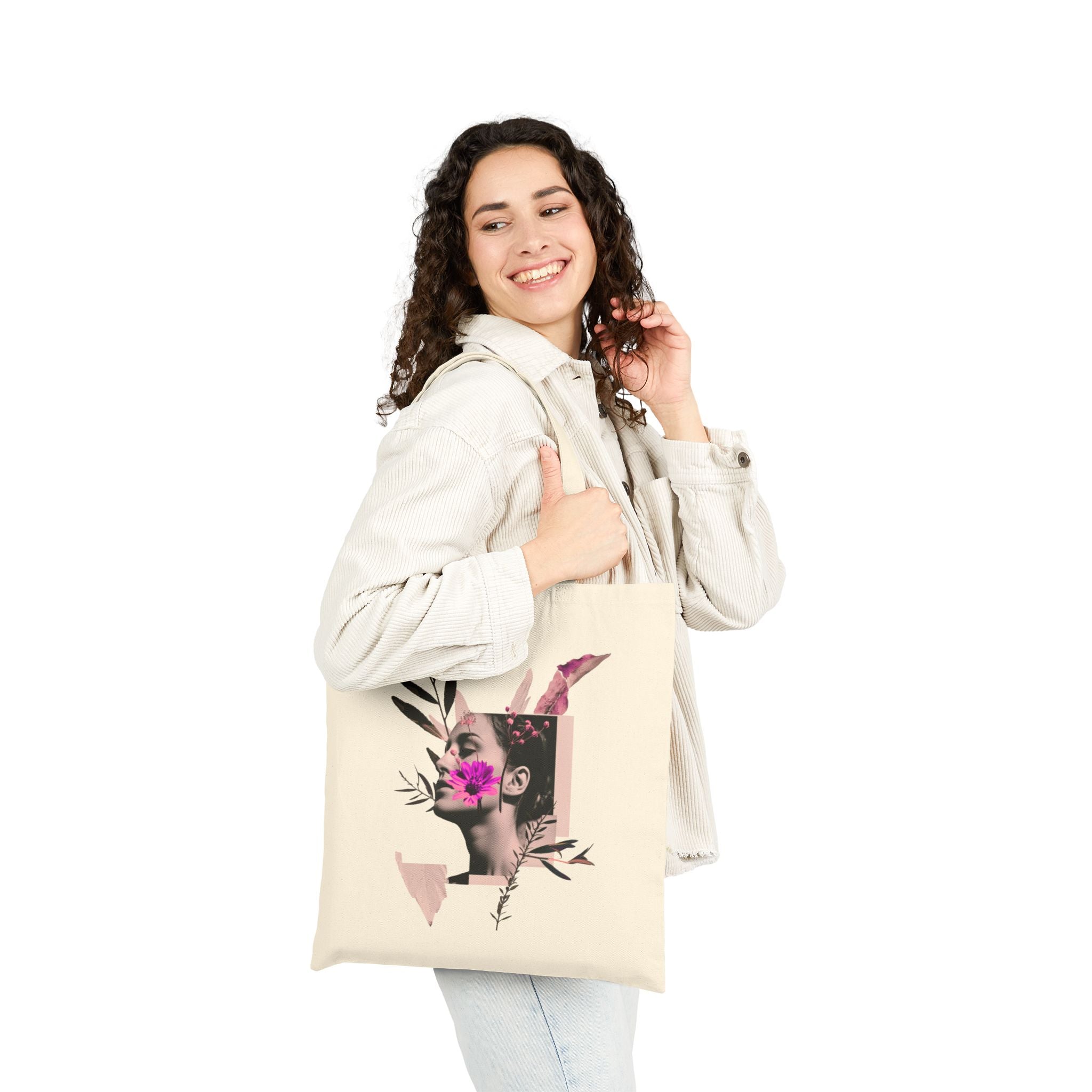 Aesthetic Floral Canvas Tote Bag 🌸 Trendy Everyday Bag
