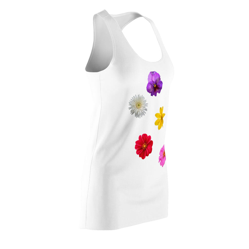 Floral Dot Racerback Dress  Colorful Flower Print Sundress
