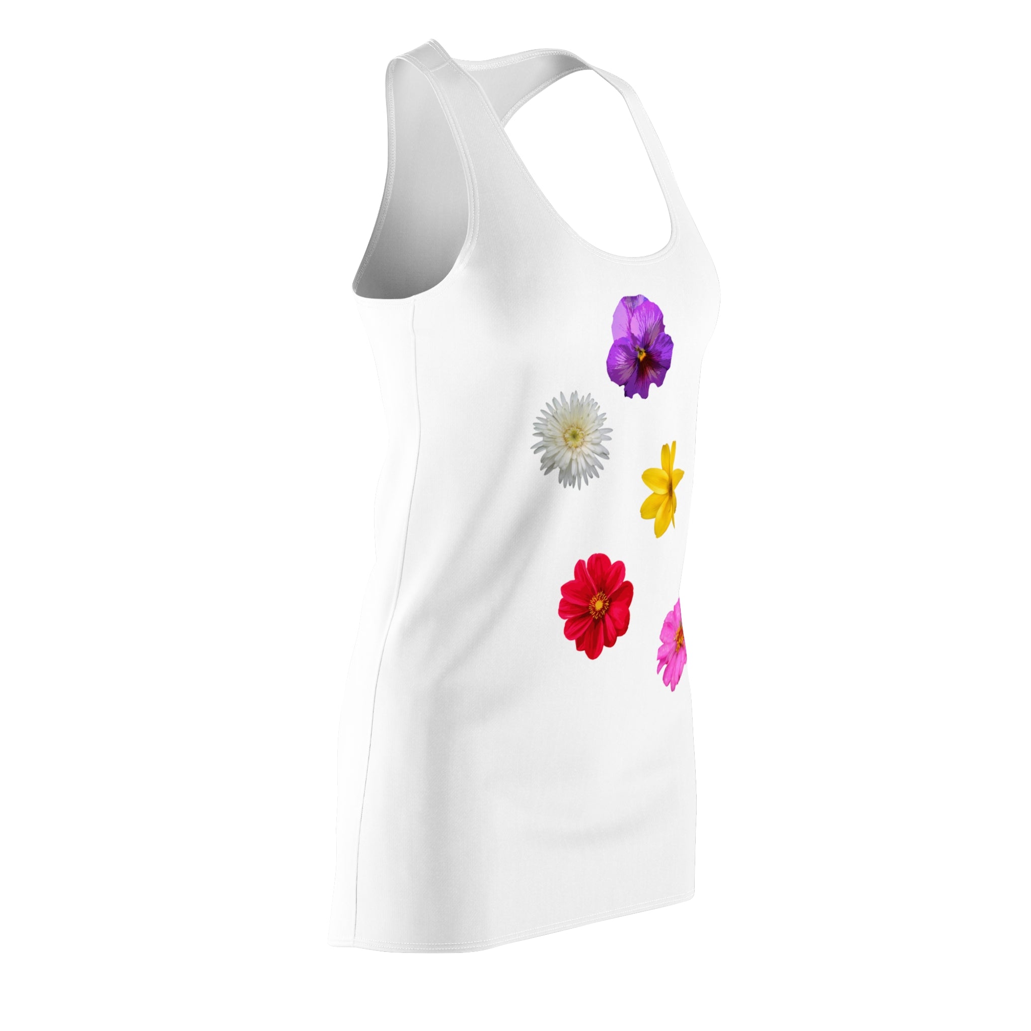 Floral Dot Racerback Dress  Colorful Flower Print Sundress
