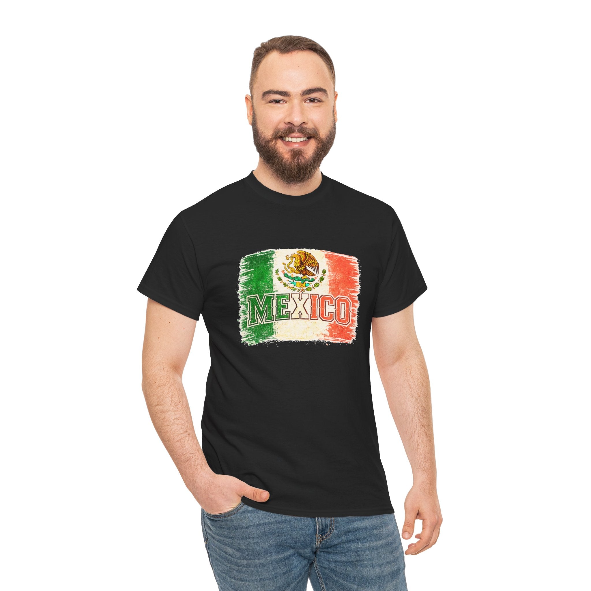 Mexico Flag Vintage T-Shirt — Distressed Mexican Emblem Tee