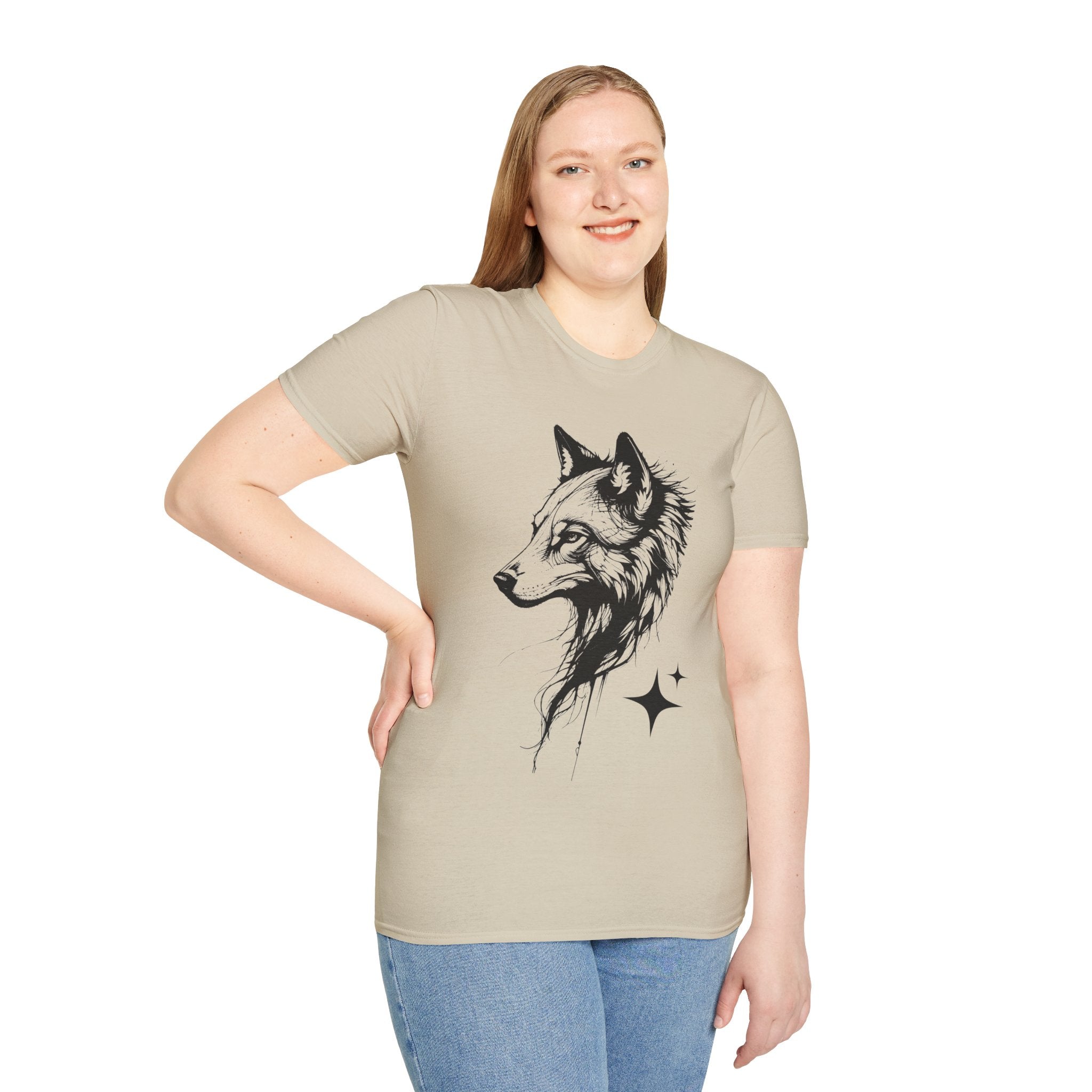 Wolf T Shirt, Mystic Wolf Graphic Tee, Forest Animal Shirt, Minimalist Wolf Head Shirt, Unisex Nature T-Shirt, Wildlife Gift, Boho Wolf Tee